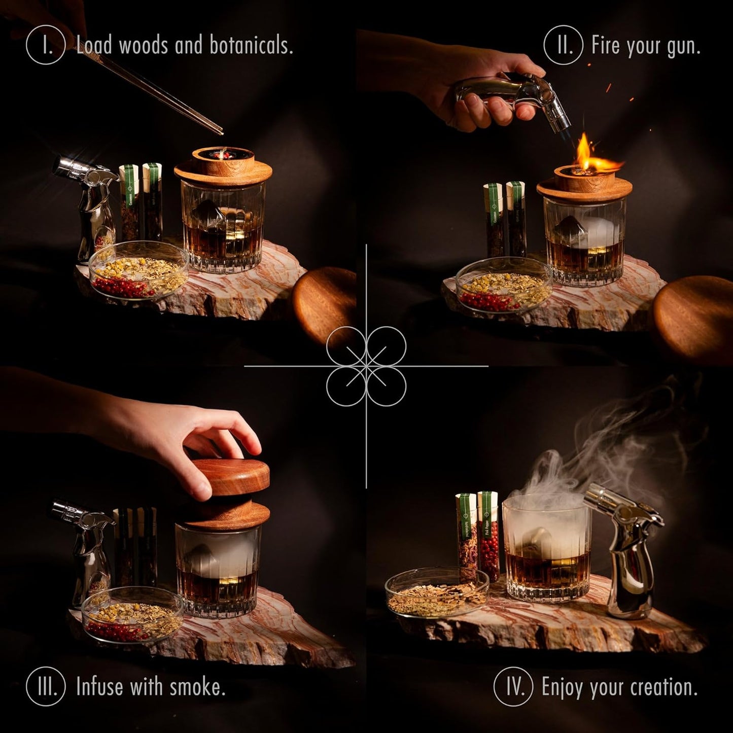 25-teiliges Whiskey & Cocktail Räucher-Set