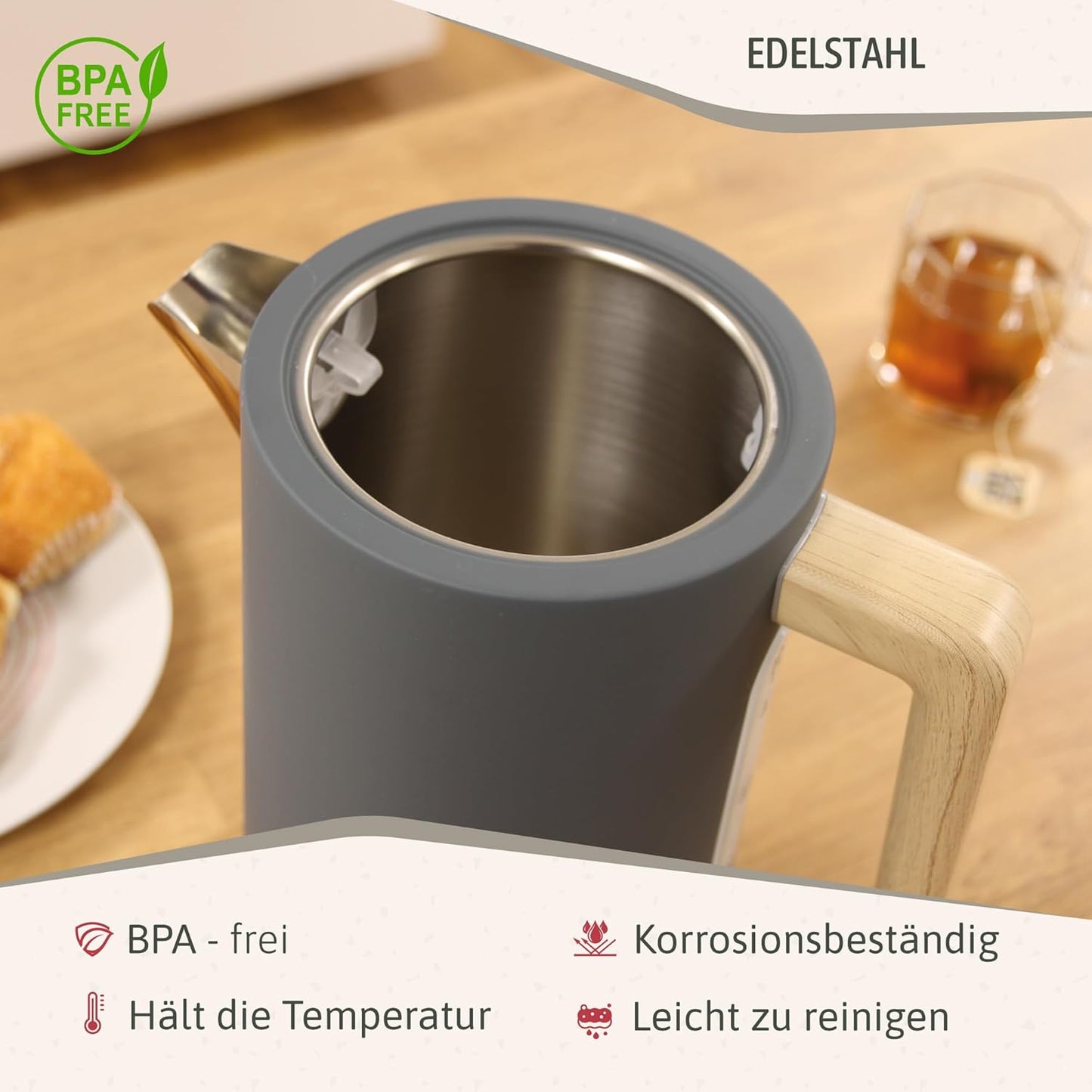 Nordic Frühstücksset mit Toaster & Wasserkocher, Grau
