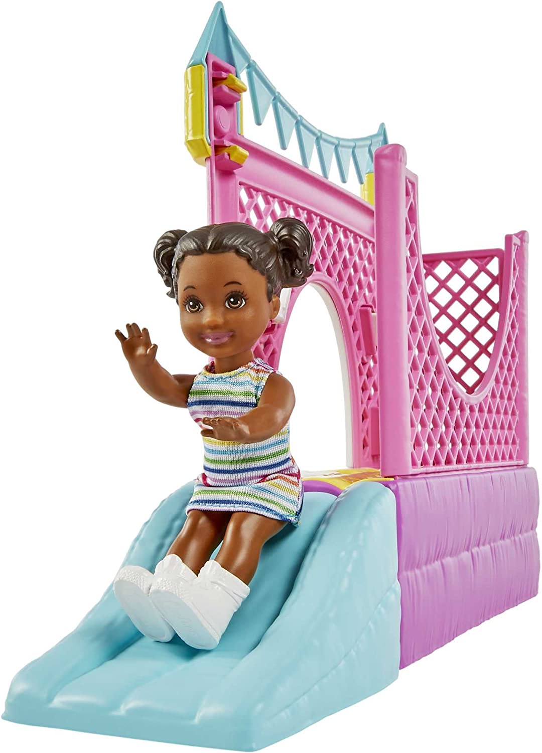Barbie Skipper Babysitters Inc. Hüpfburg mit Skipper, Kleinkind und Zubehör, Kulisse, Einzeln
