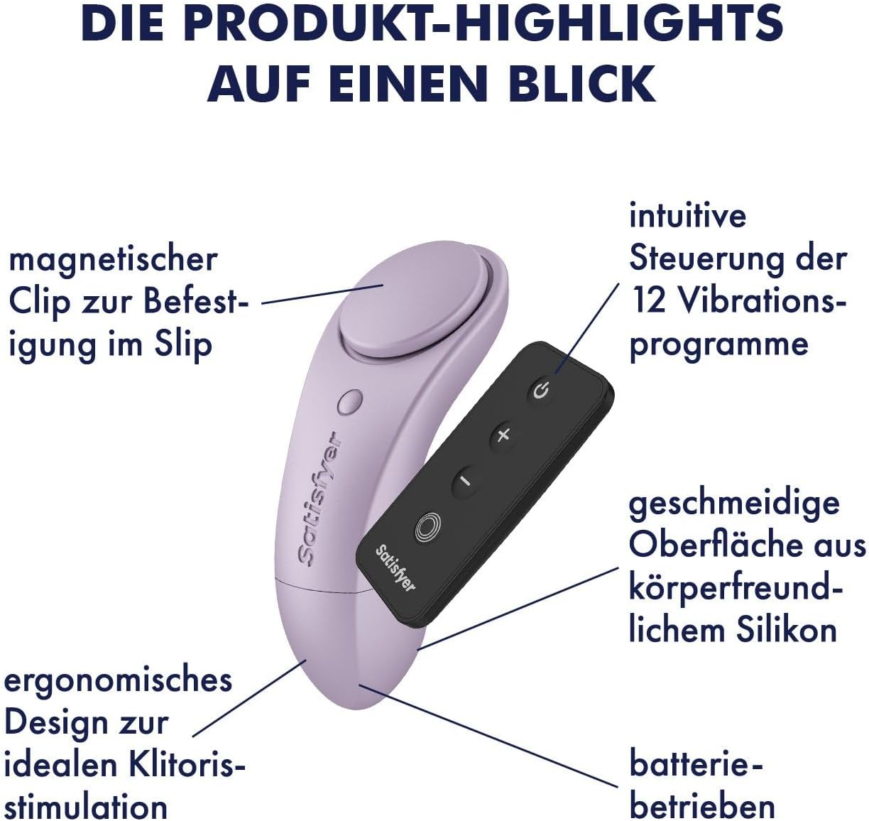 Sexy Secret Battery-Line Slipvibrator mit Fernbedienung, 12 Programme, Flieder