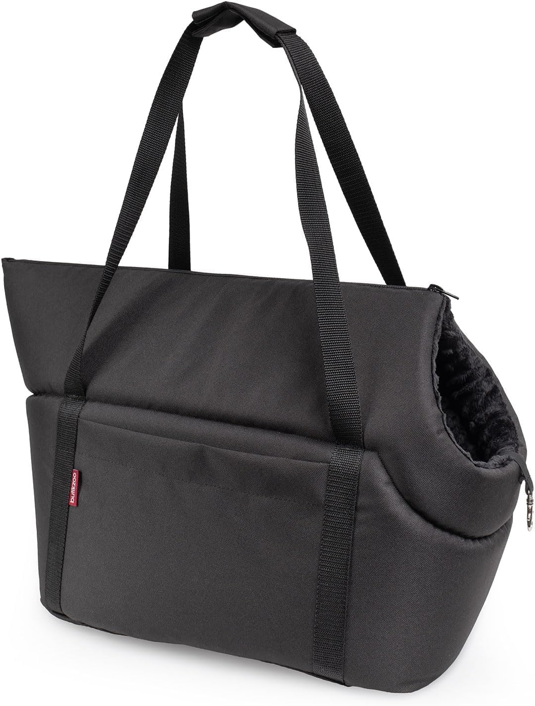 Hundetragetasche für Haustiere bis 10 kg, L 38 x B 28 x H 28 cm, Schwarz Schwarz/Minky
