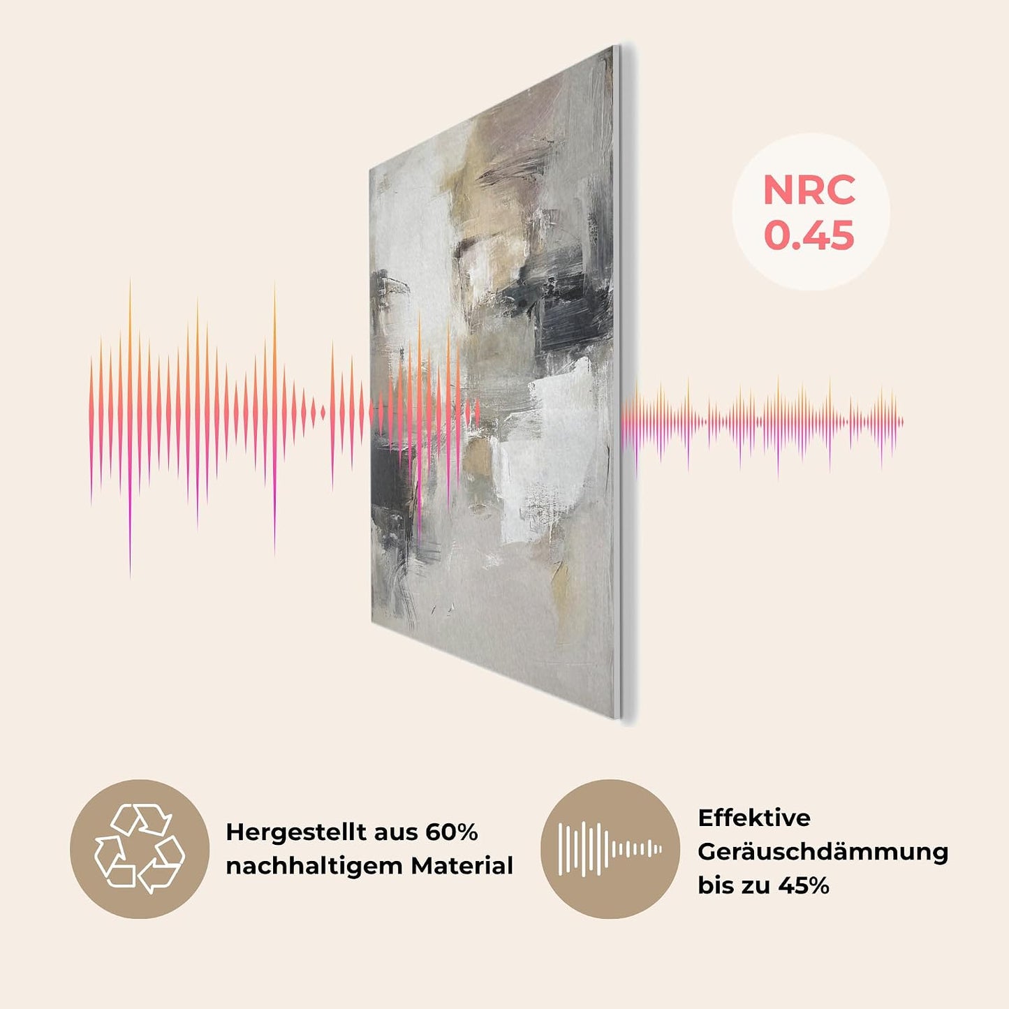 Filzbild Wall Art, 60x90 cm, 90L x 60B cm Farbpalette - Pinselstriche