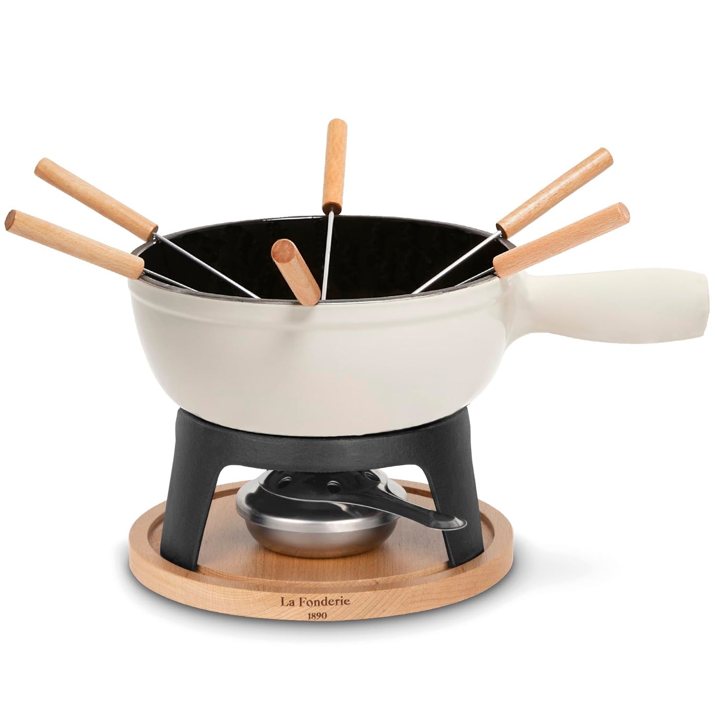 Fondue-Set aus Gusseisen für 6 Personen, Beige 6 Personen