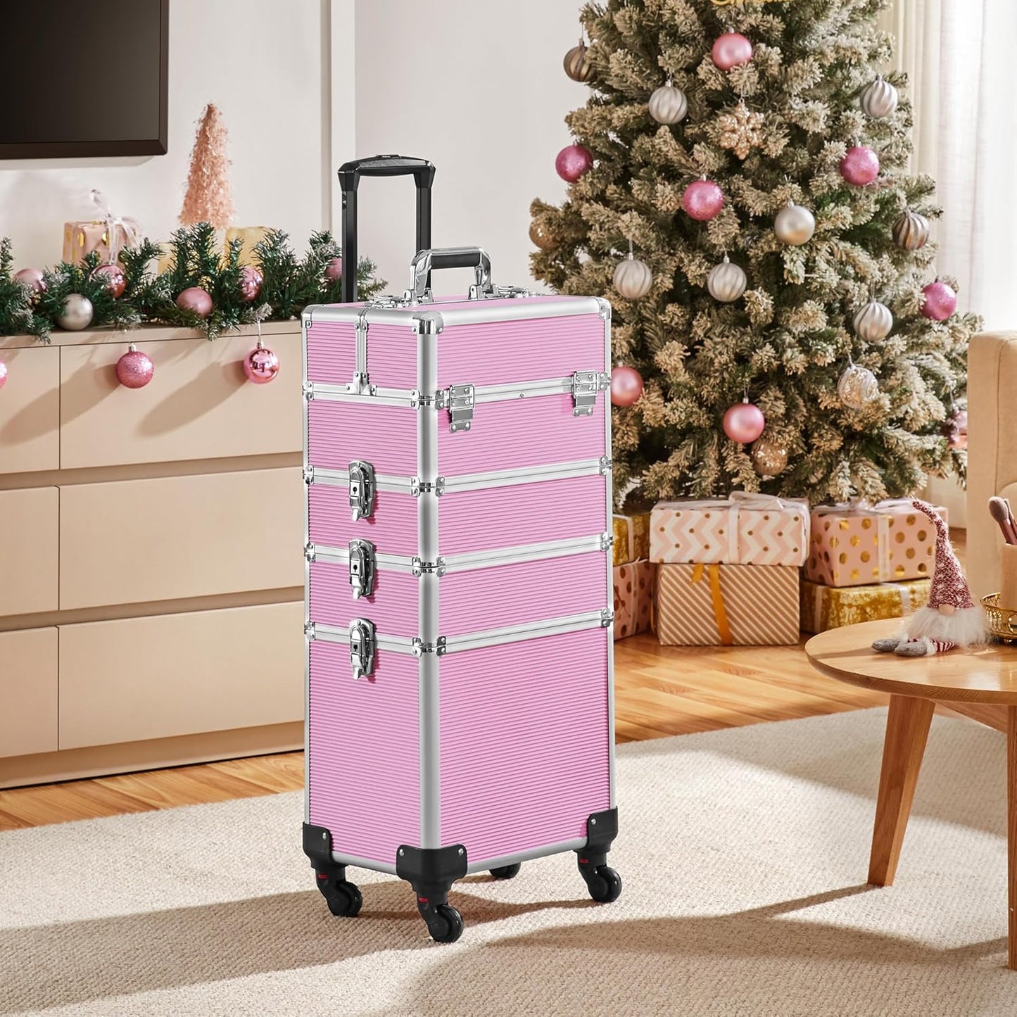 4-in-1 Kosmetik- und Schmuckkoffer-Set, Rosa