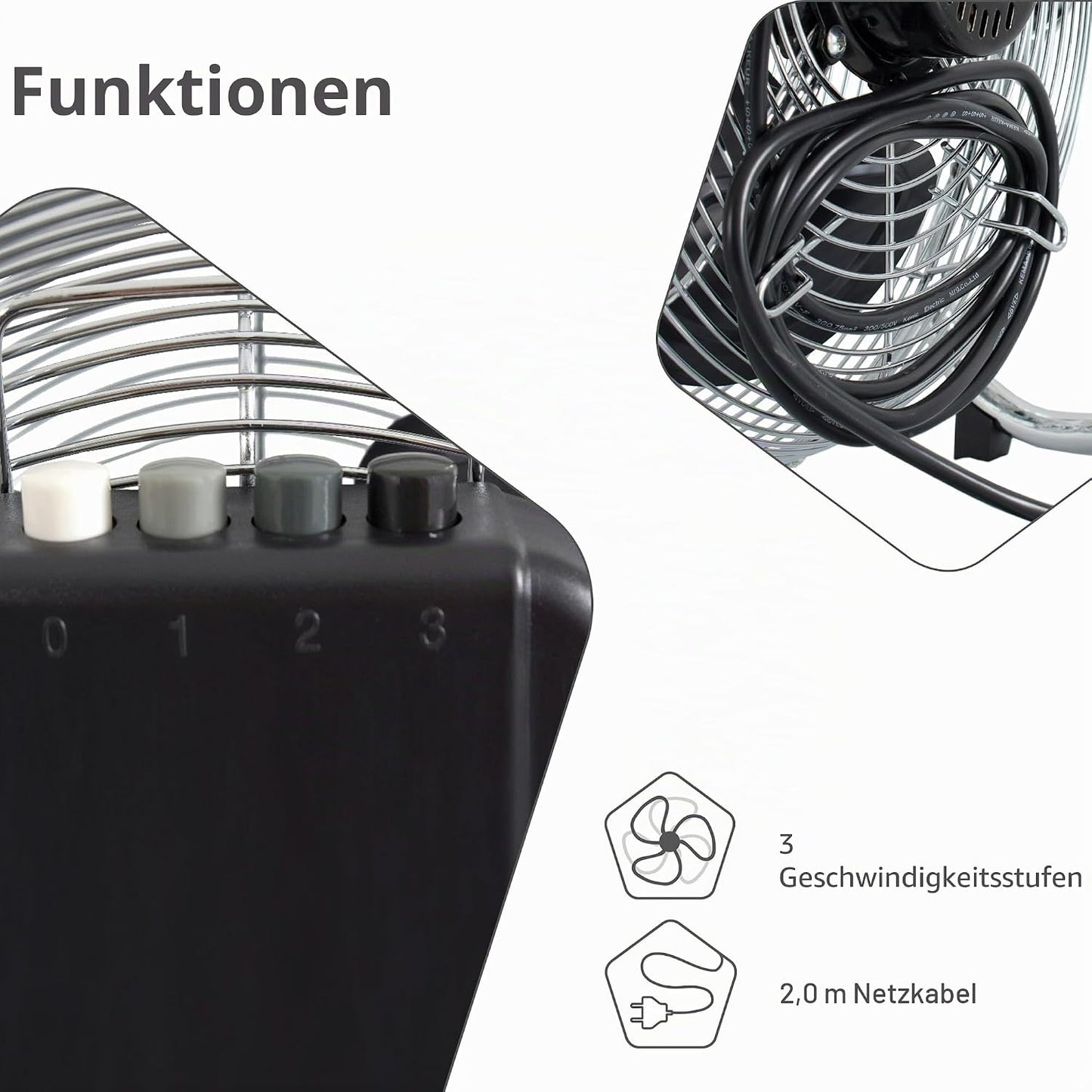 Bodenventilator CoolBreeze 3500 BV, leise, tragbar