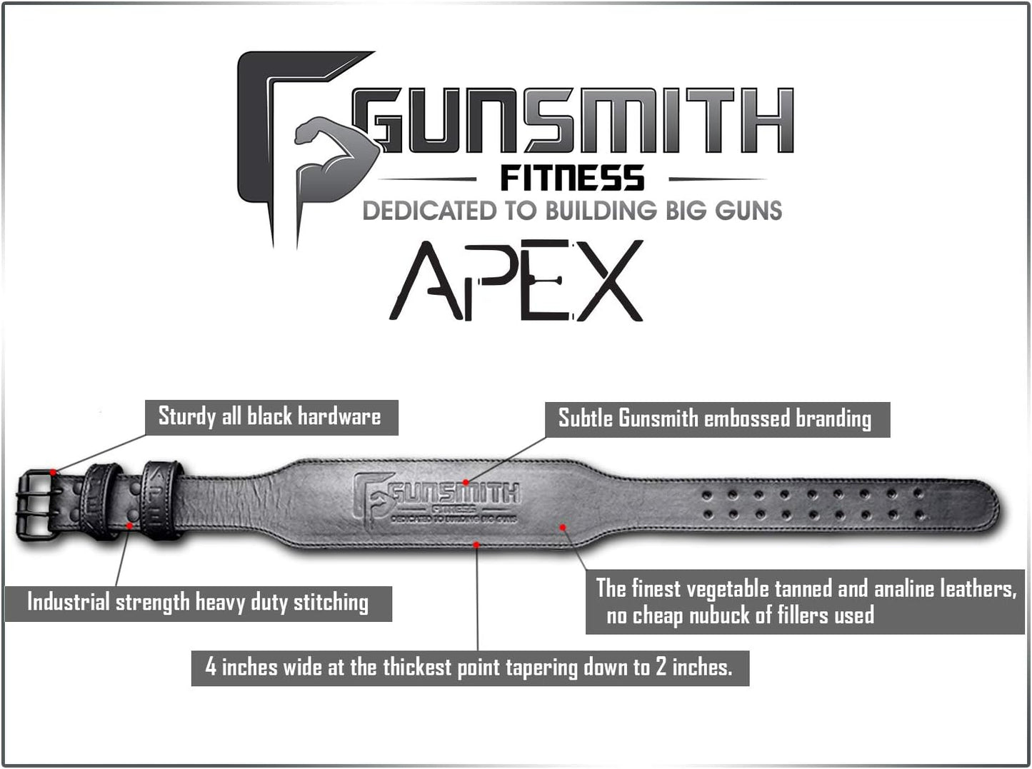 Apex - Gewichthebergürtel aus Leder, Olympic 6/7 mm Doppelspindel XXL