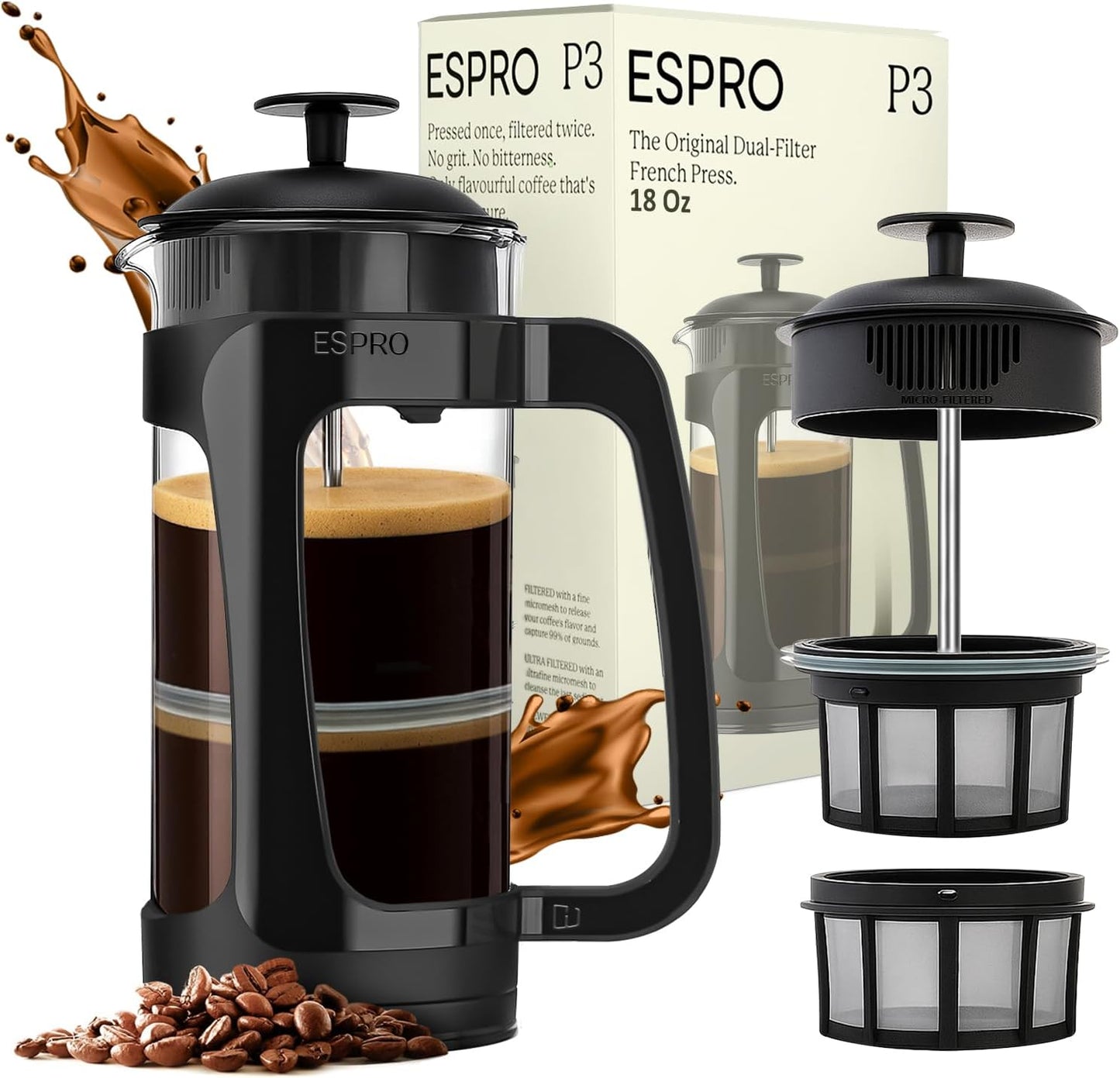 P3 French Press Kaffeebereiter, 18 Unzen