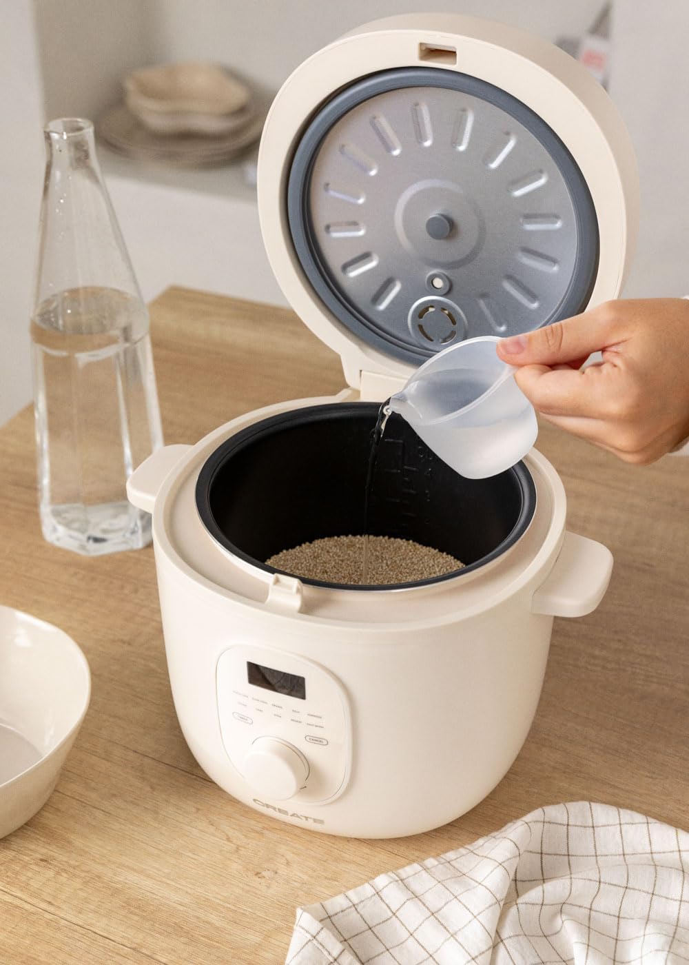 Elektrischer Reiskocher, Cremeweiss 2L