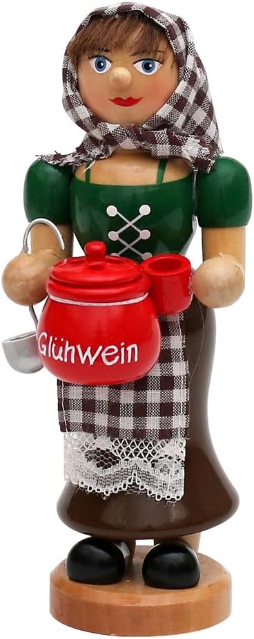 Räucherfigur Glühweinfrau mit Glühweintopf, Glühweinfrau