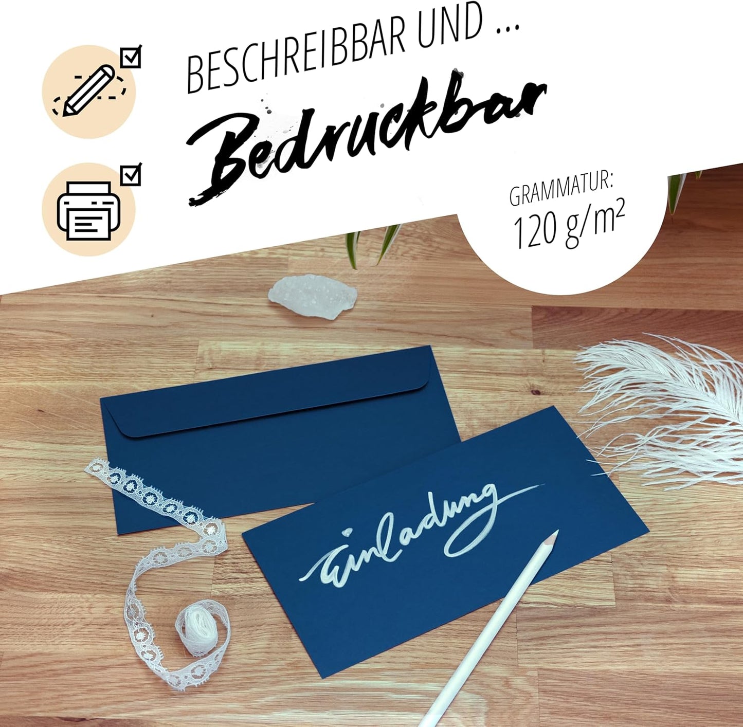 Briefumschläge DIN lang, ohne Fenster, Blueberry Beauty 100 Umschläge