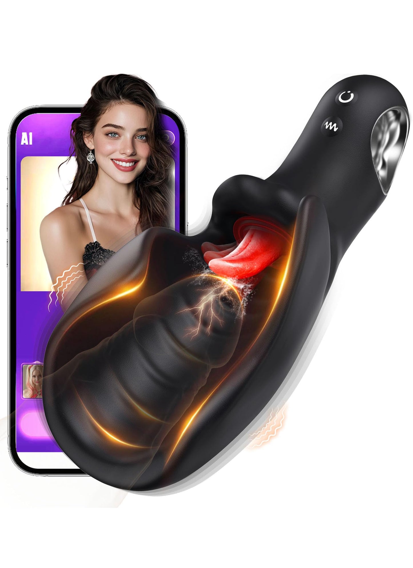 Sex Spielzeug für Männer Masturbator mit AI App, Black