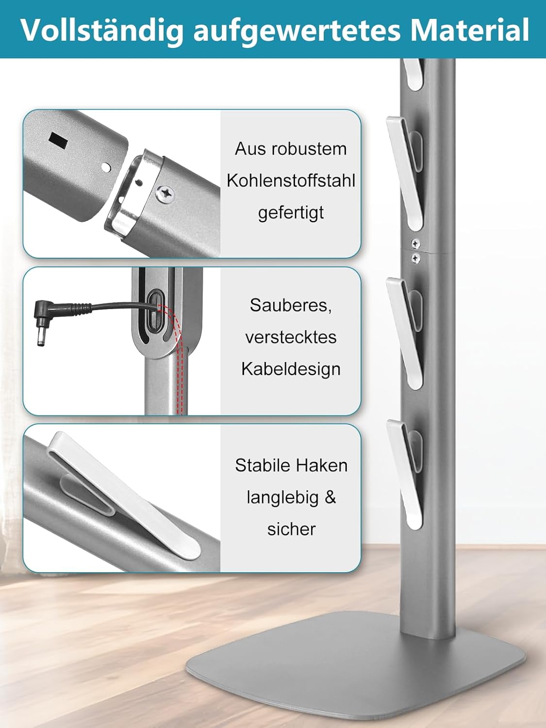 Freistehende Staubsaugerhalterung für Dyson Modelle, Grau