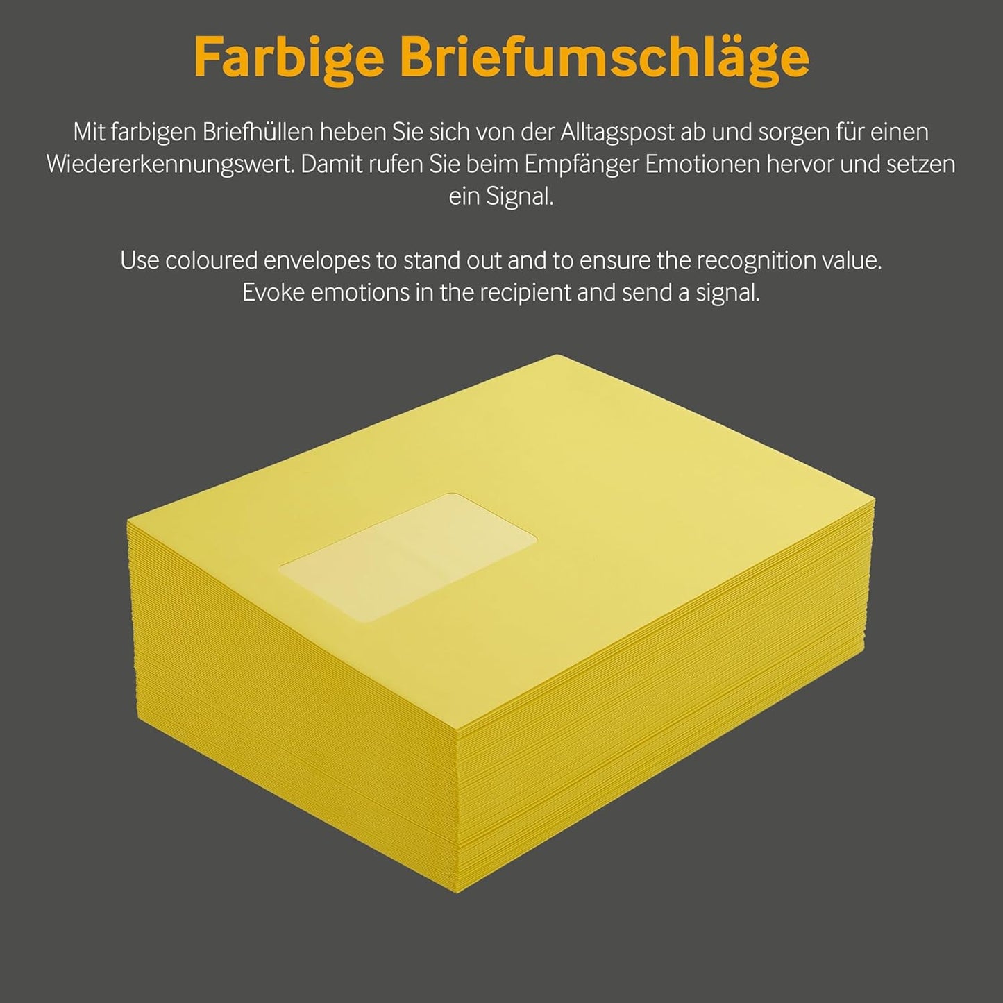 Briefumschläge C5 mit Fenster, haftklebend, DIN C5-Fenster Gelb-100