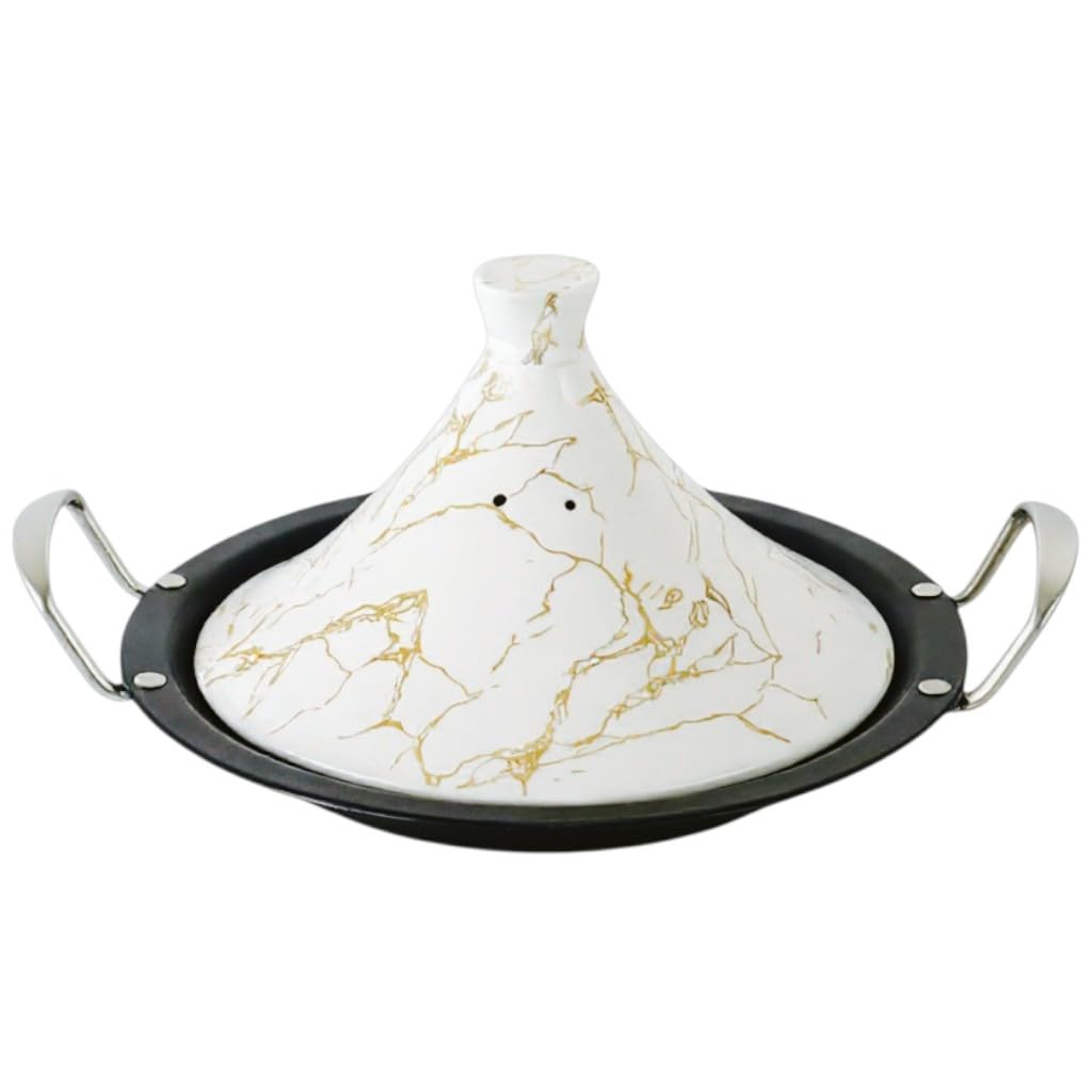 Tajine mit Keramikdeckel, Weiss 38 cm