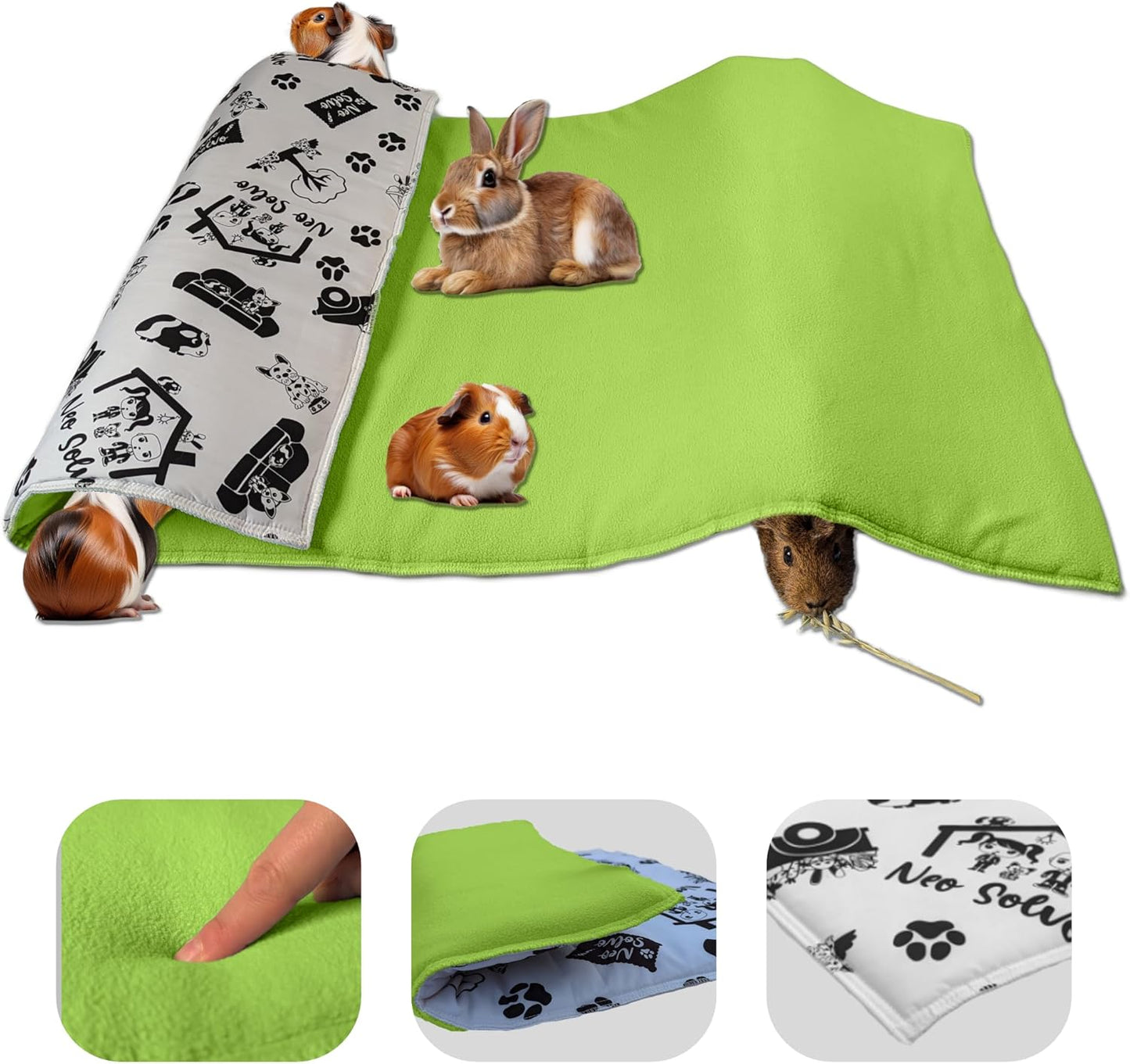 Fleece Spielplatzmatte für Kleintiere 70x140 cm, L 140 x B 70 x H 3 cm Grün