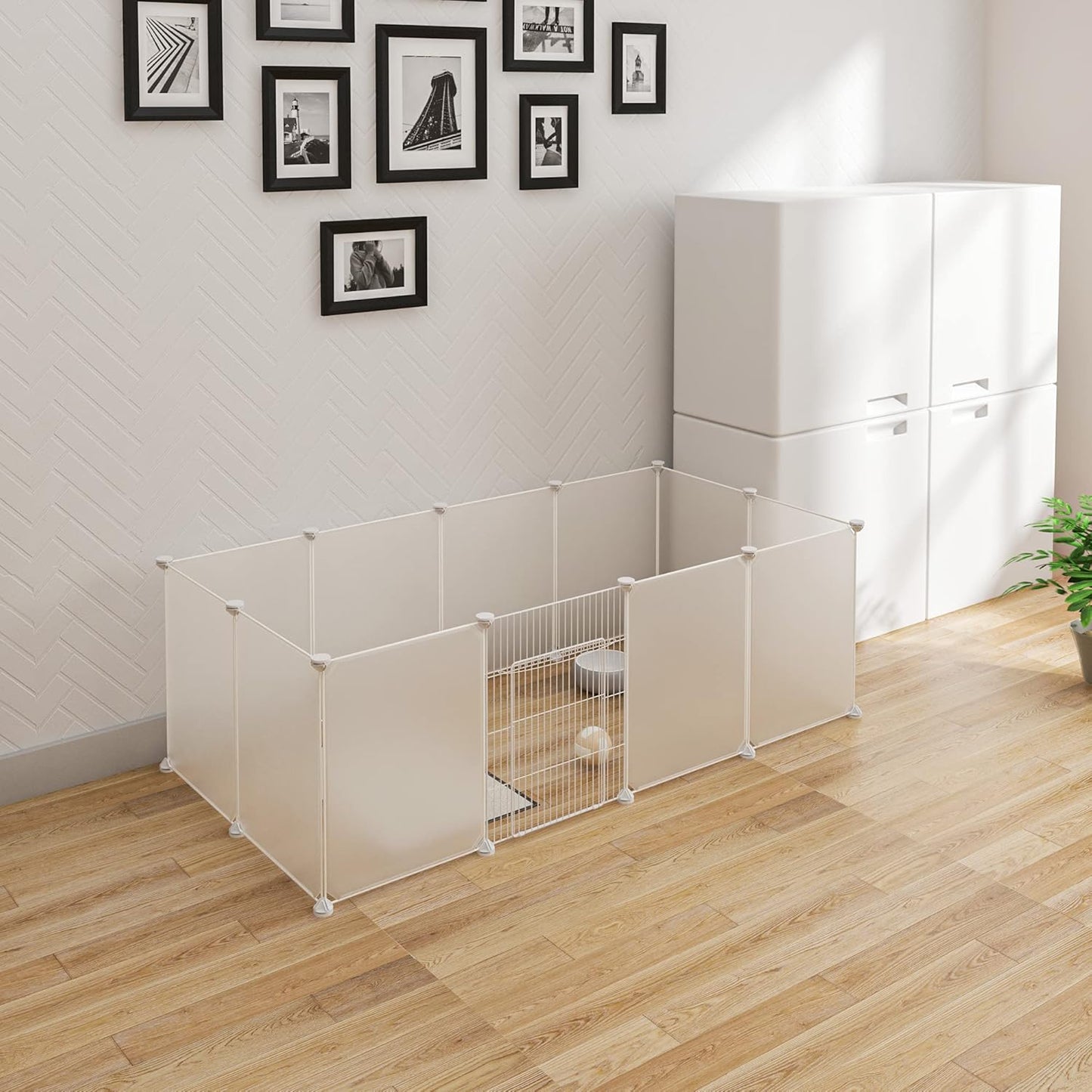 Freilaufgehege für Kleintiere, Weiss Mit Tür