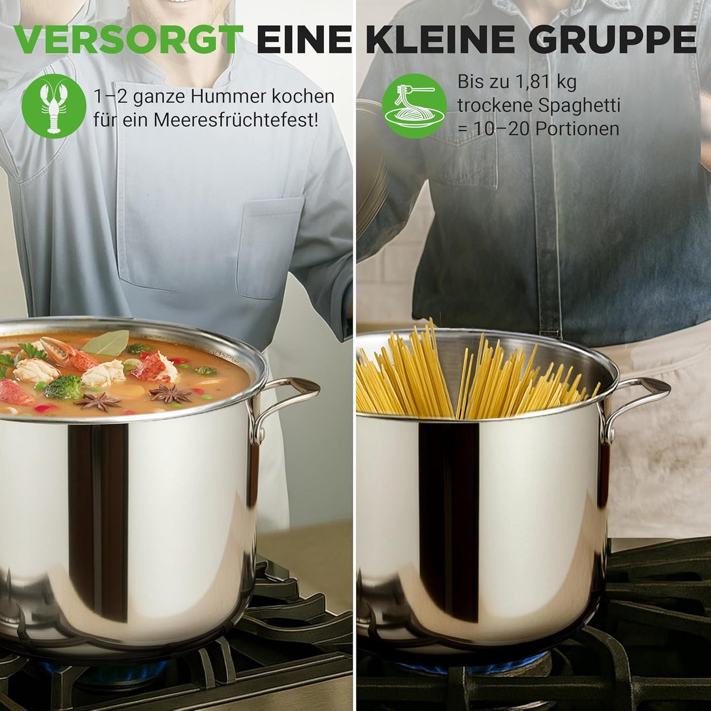 Grosser Suppentopf 11,5L Edelstahl Induktion, 11 Liter