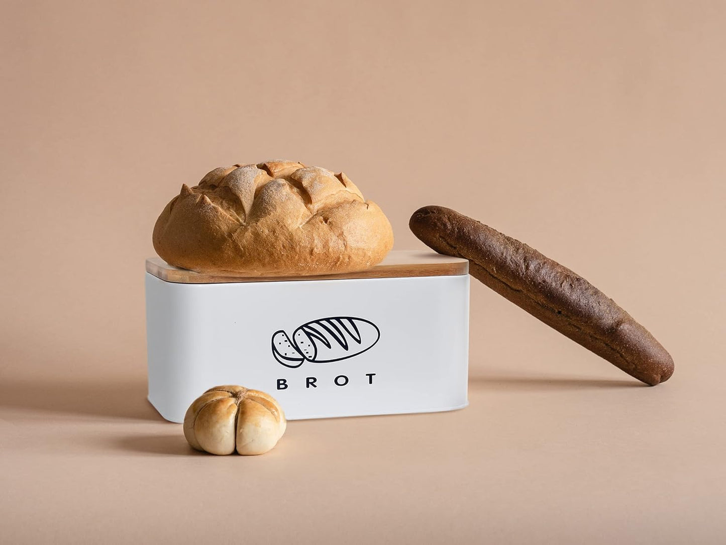 Brotkasten mit Deckel, Weiss-30cm