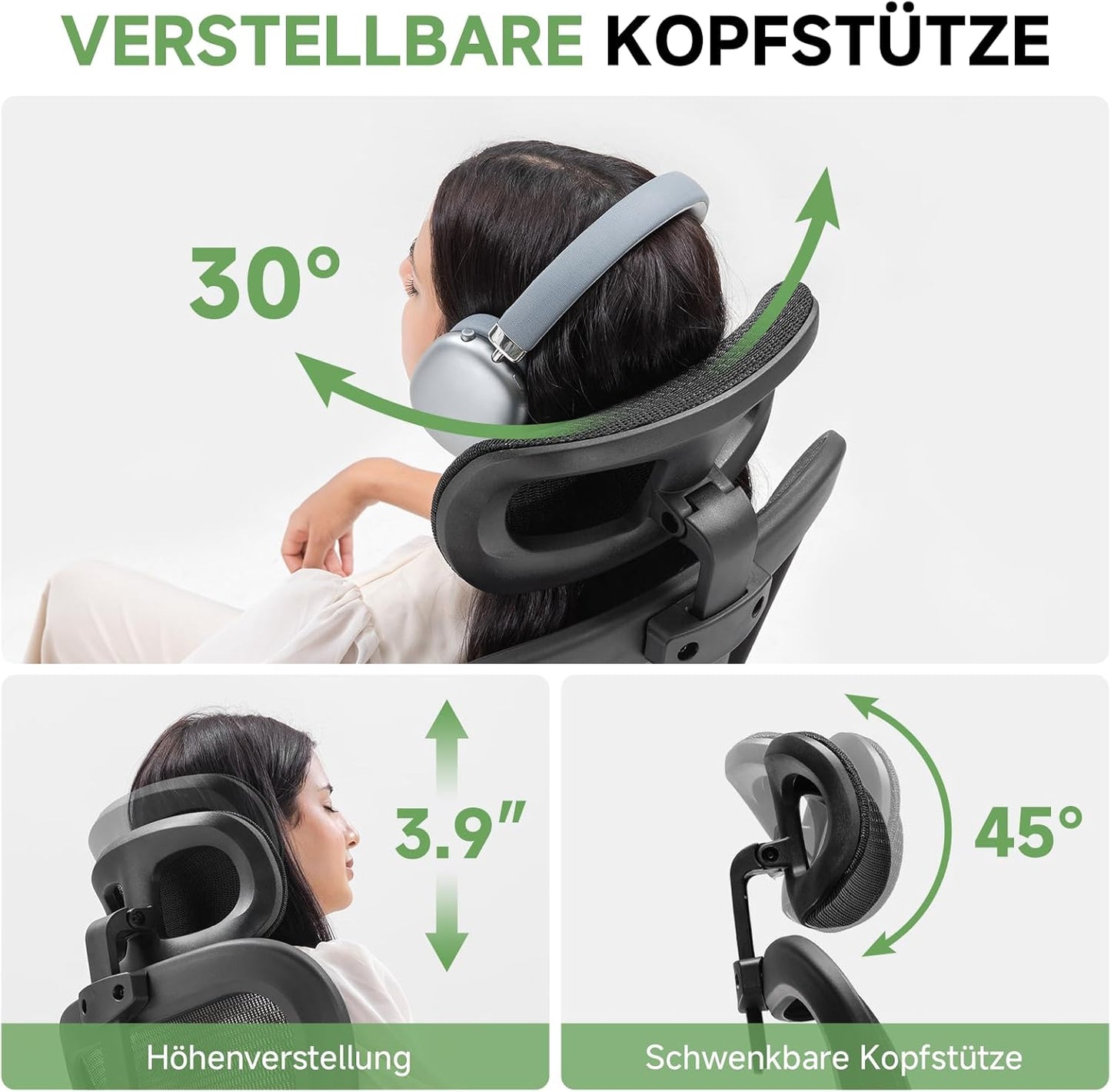 Ergonomischer Bürostuhl mit Wippfunktion, Schwarz