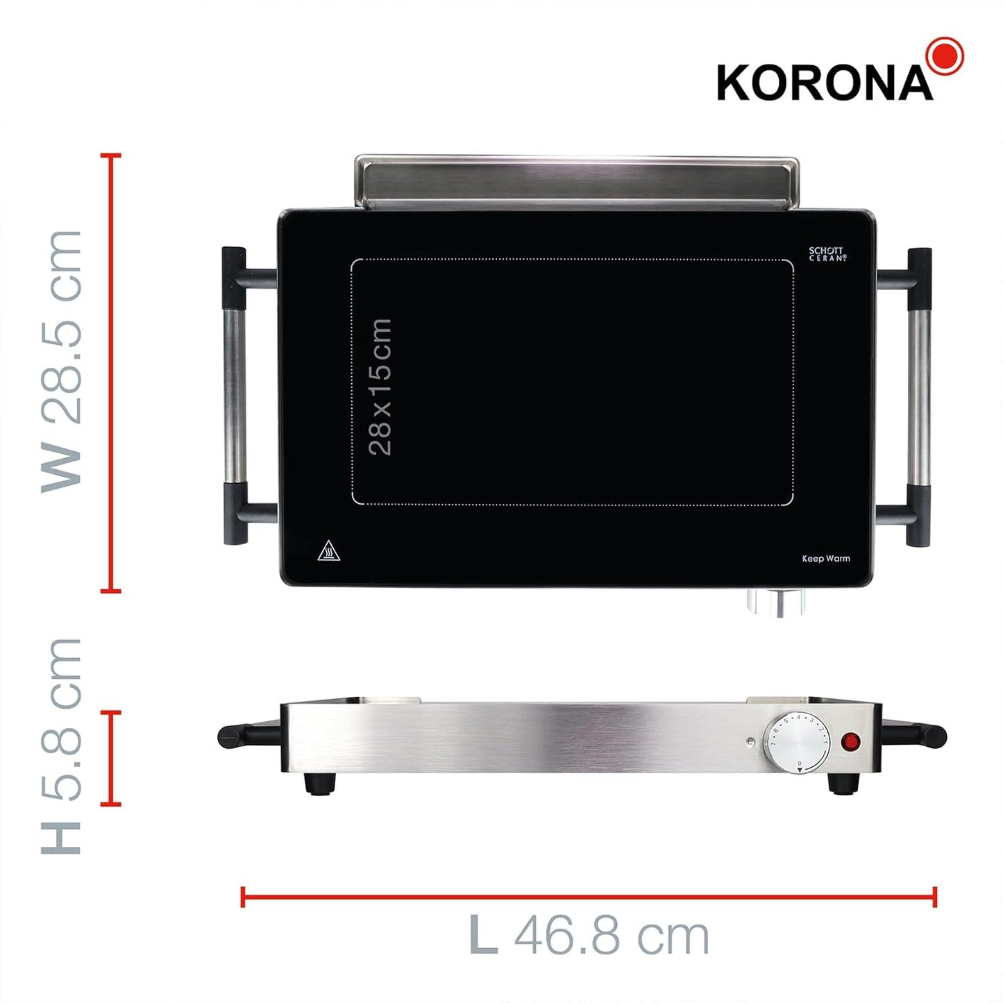 2-in-1 Glas-Tischgrill mit Warmhaltefunktion
