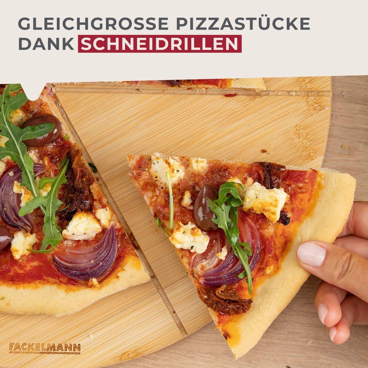 Pizza-Schneidebrett mit Schneidrillen