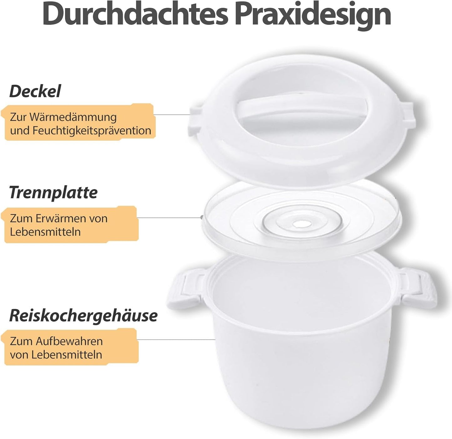 Tragbarer Mikrowellen-Reiskocher (2,6L), 2.6L