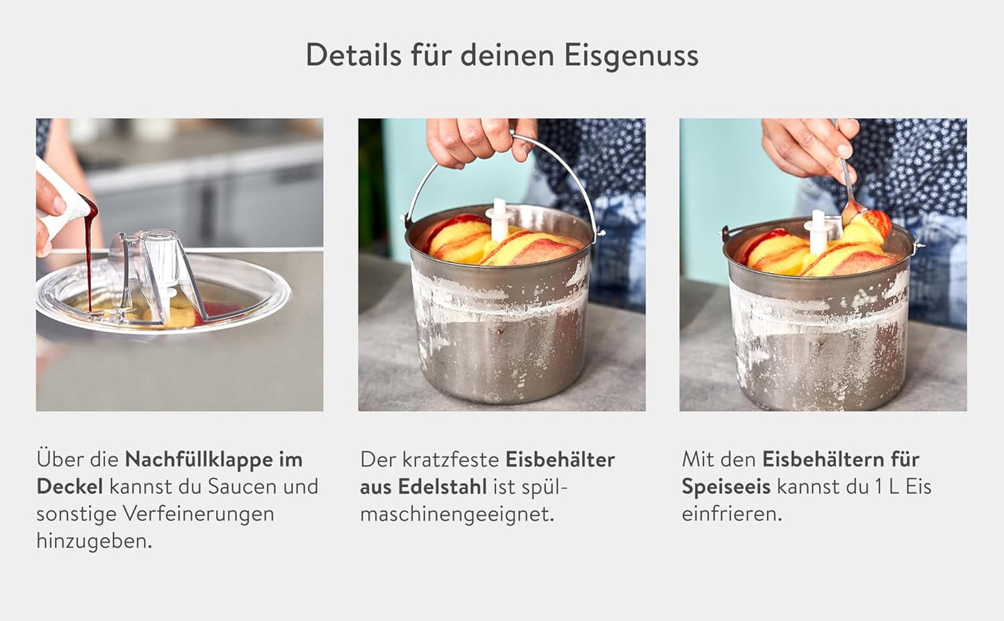 Eismaschine & Joghurtbereiter Elisa mit Kompressor, Elisa Anthrazit Eismaschine