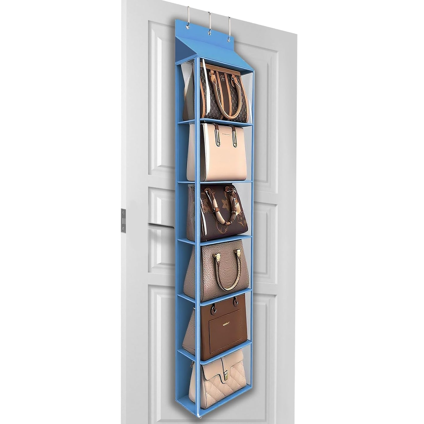 Handtaschen-Organizer mit 6 Taschen und Reissverschluss, Large Blau