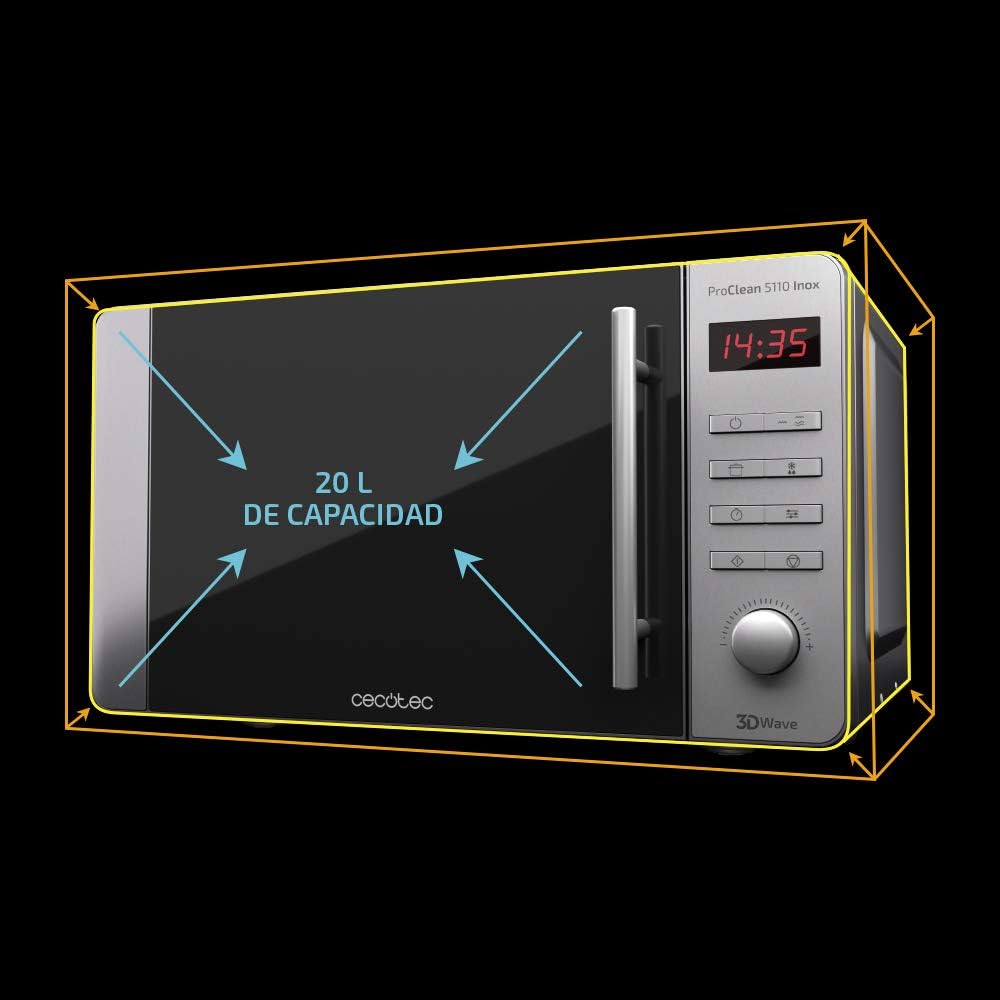 Mikrowelle Pro Clean 5110 mit Grillfunktion, Inox 20 L Digital mit Grill