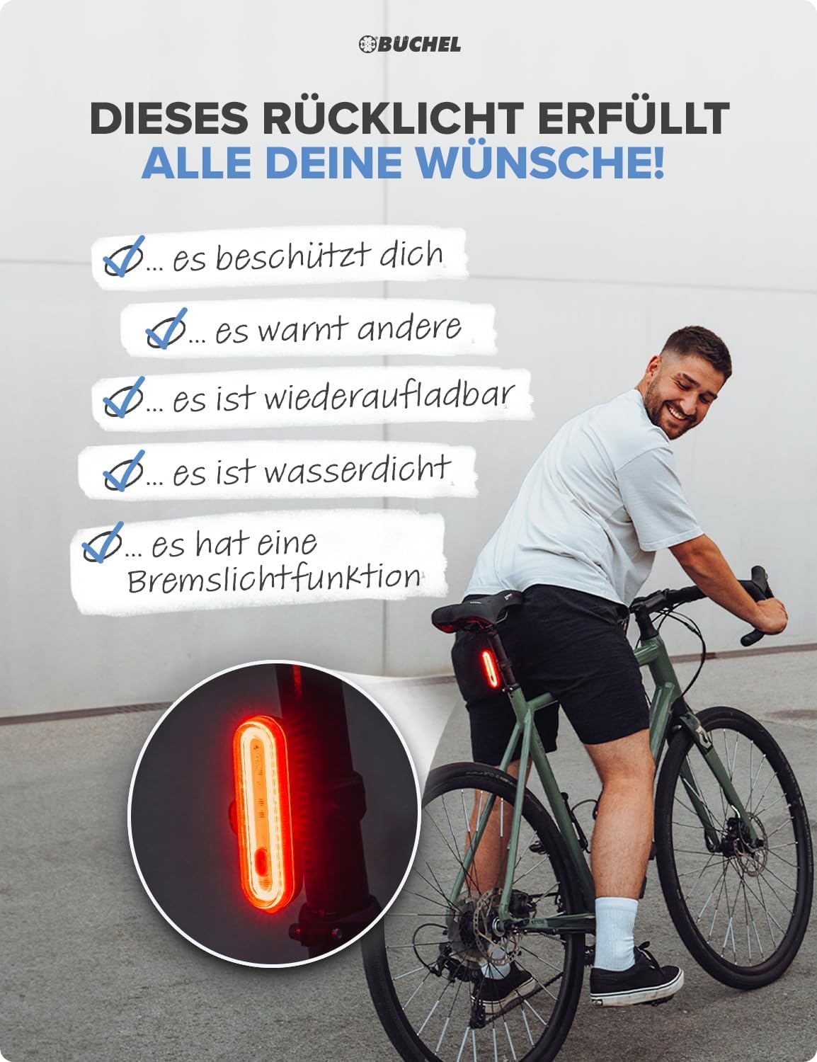 Fahrrad Rücklicht LED, Premium - mit Bremsanzeigefunktion