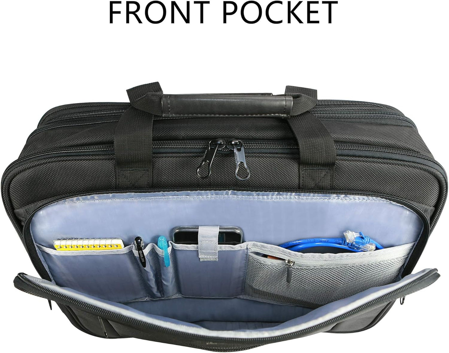Laptop-Schultertasche XXL (erweiterbar, wasserabweisend), Schwarz-18''