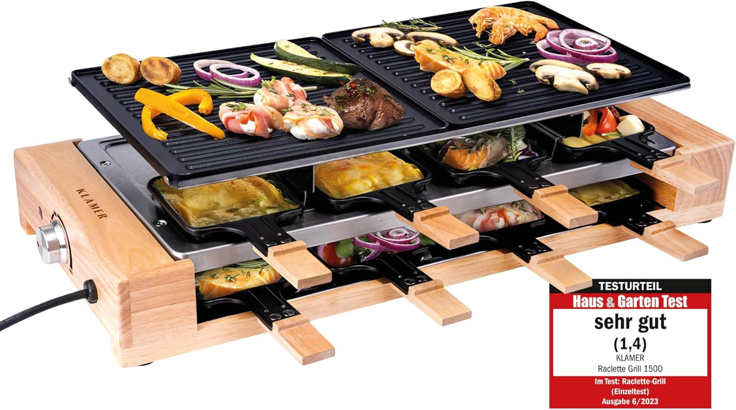 Raclette mit Holzgestell 8 Personen, Holz-Edelstahl