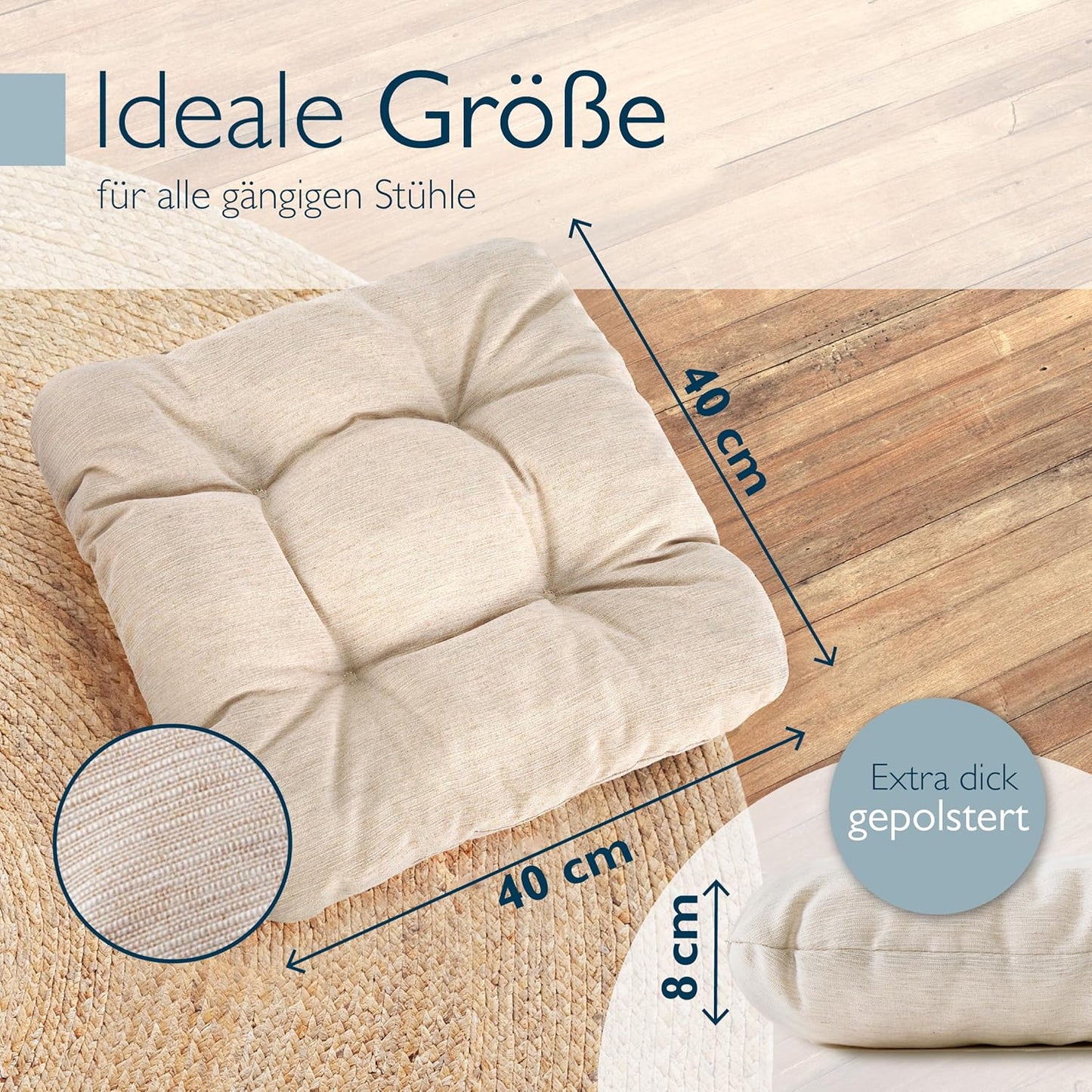 Stuhlkissen-Set, 2er Set Natur