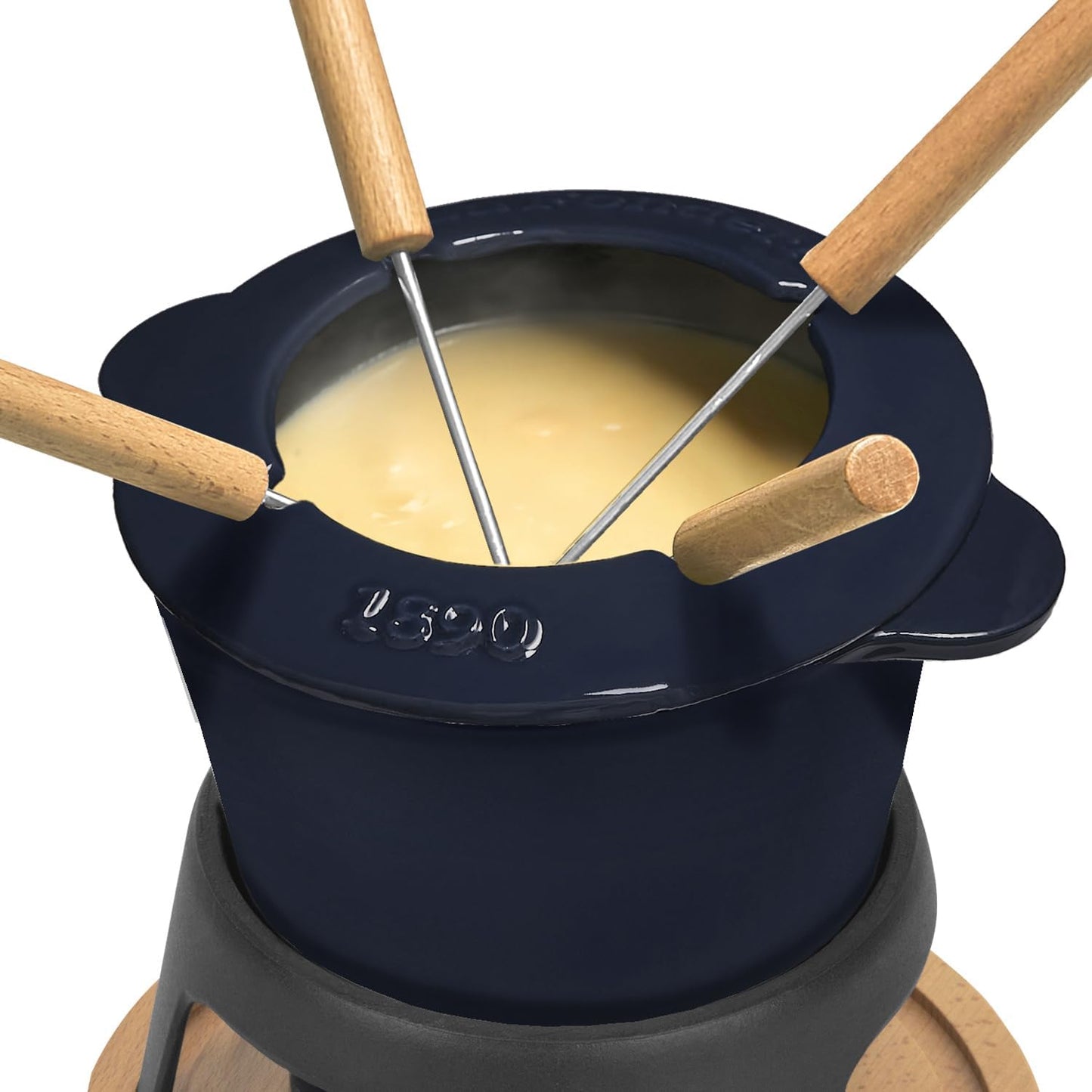 Fondue-Set aus Gusseisen für Käse & Schokolade, Blau 4 Personen