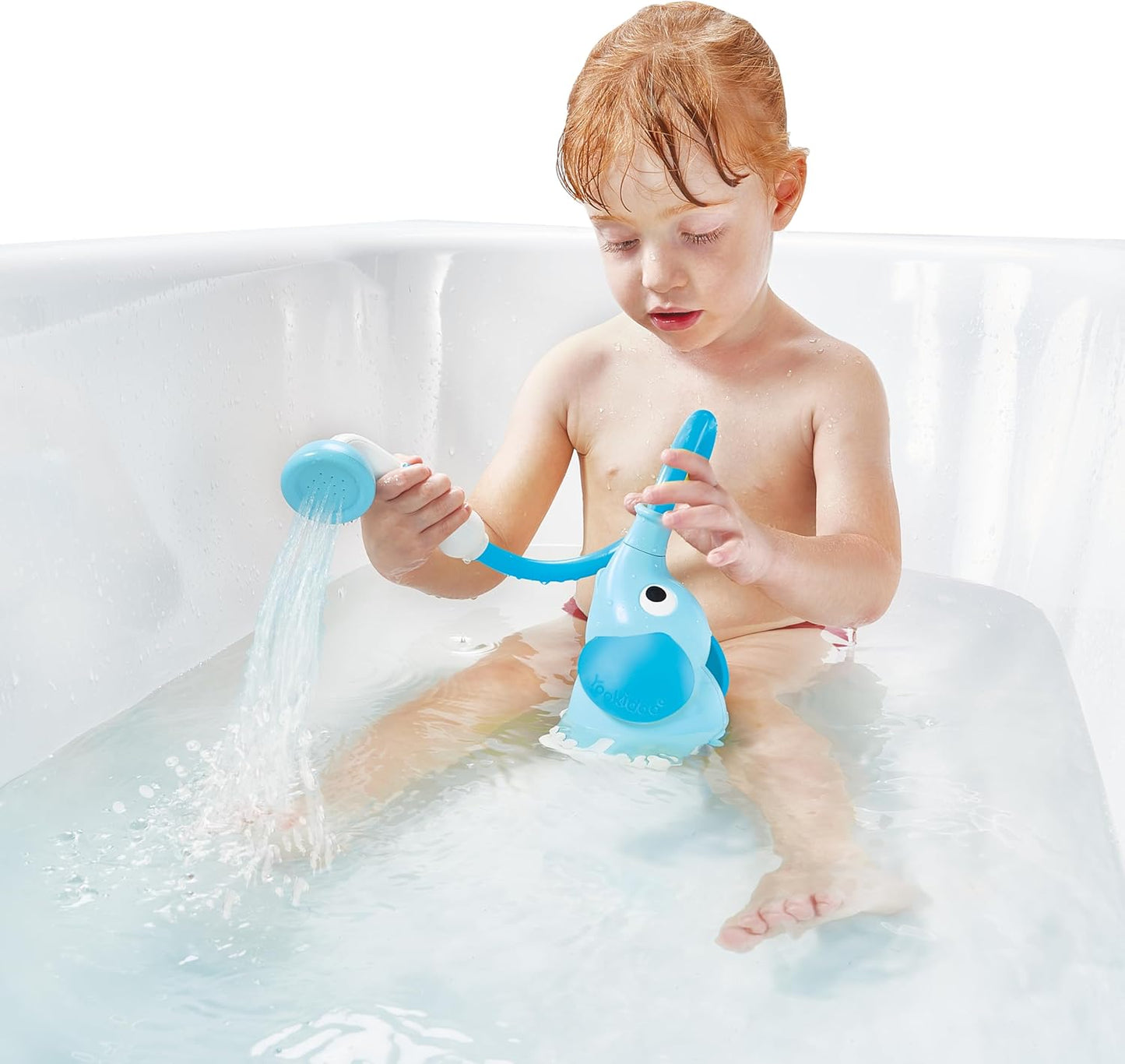 Baby-Duschkopf mit Elefanten-Wasserpumpe, Blau und Dunkelblau