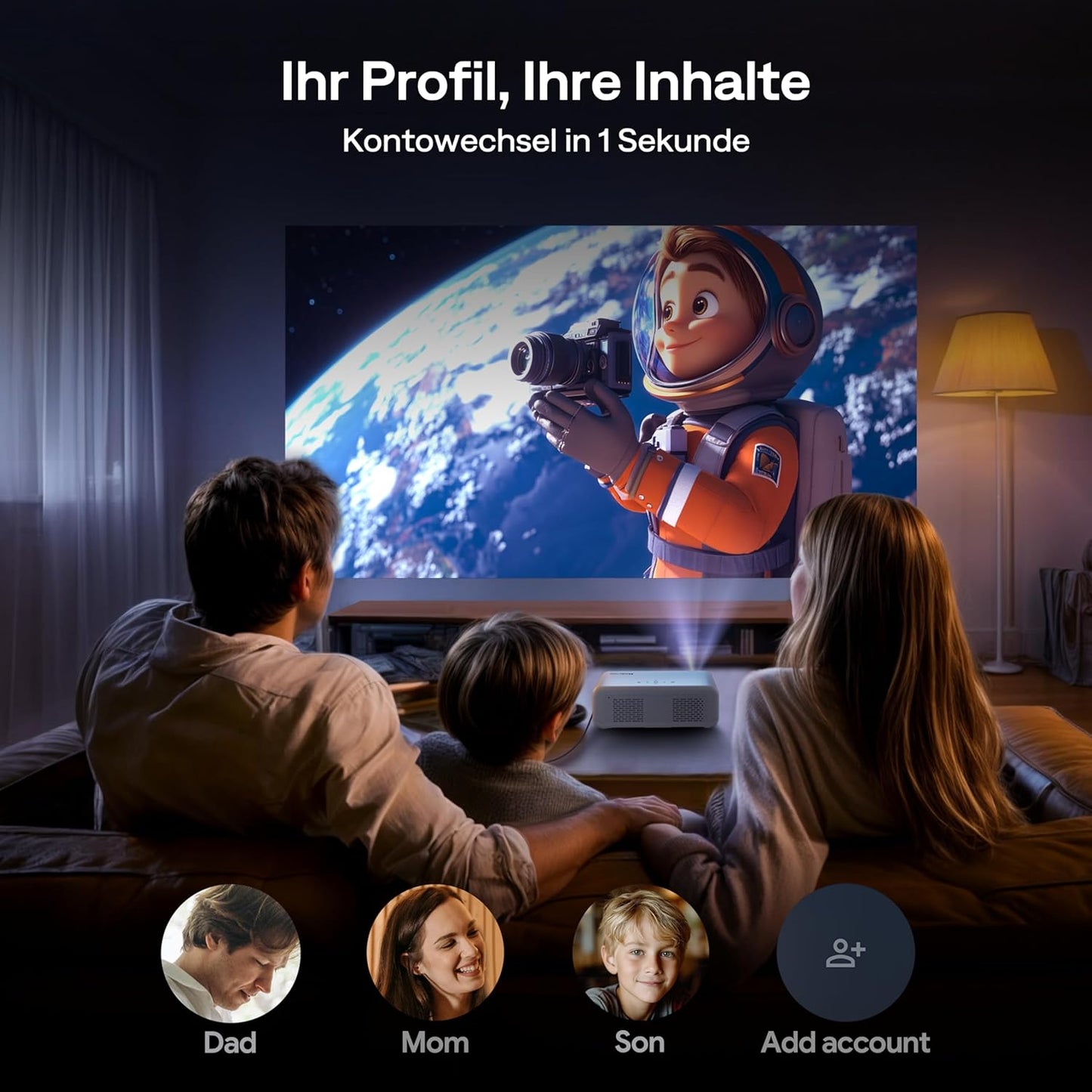 4K Smart Beamer mit Google TV & Dolby Audio, Weiss (GTV)