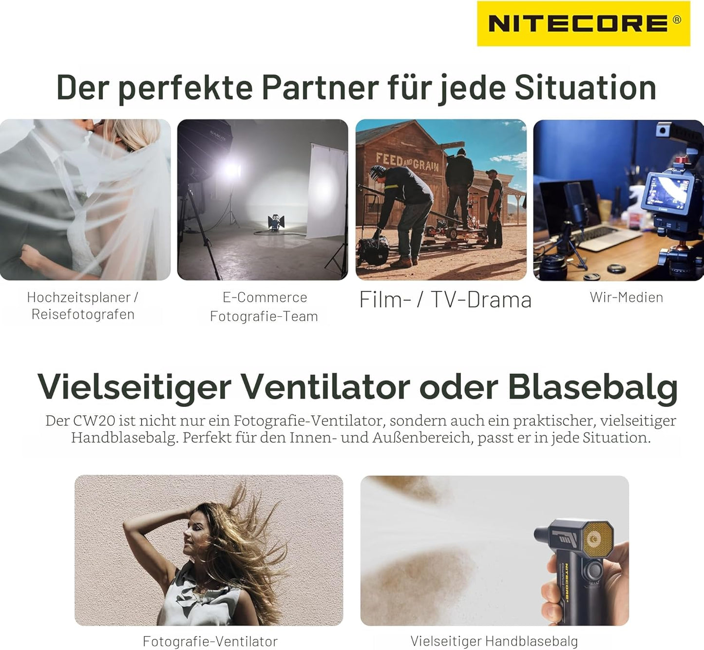 Taschenventilator für Fotografie, Schwarz