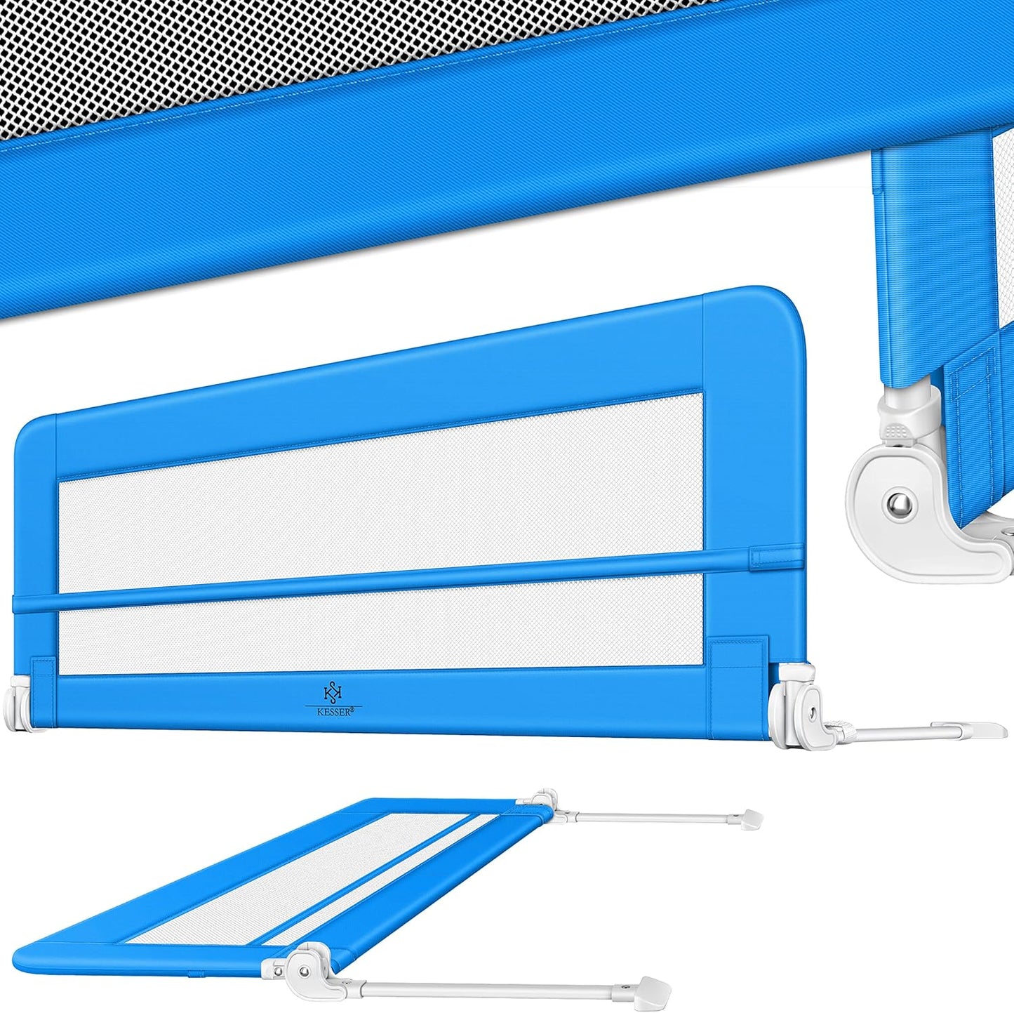 Bettschutzgitter klappbar, 120cm; Blau