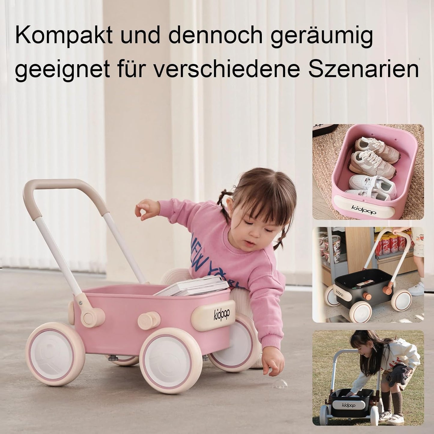 2-in-1 Baby Lauflernwagen Pula, Rosa