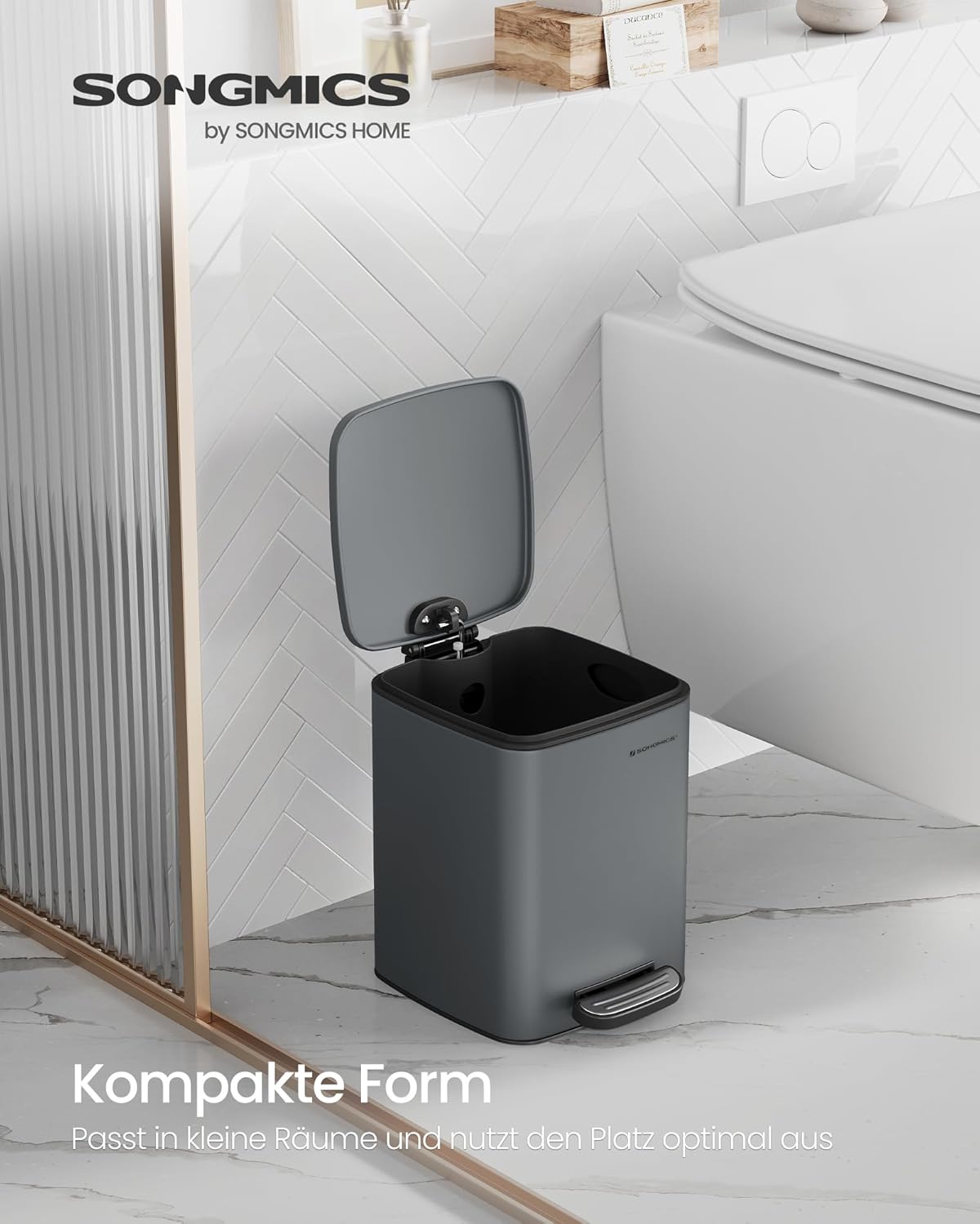 Kosmetikeimer mit Softclose-Deckel LTB590G02, Schiefergrau 6 L
