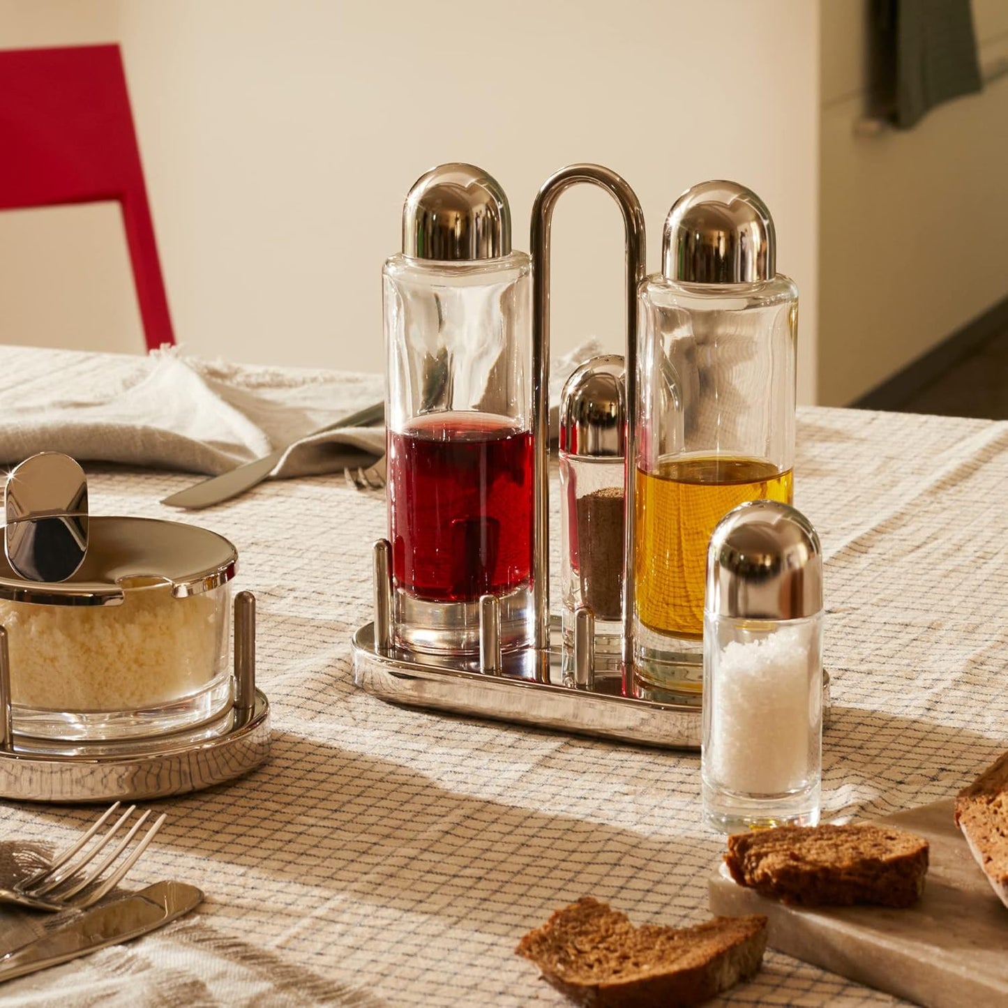 4-teiliges Menage-Set für Öl, Essig, Salz & Pfeffer
