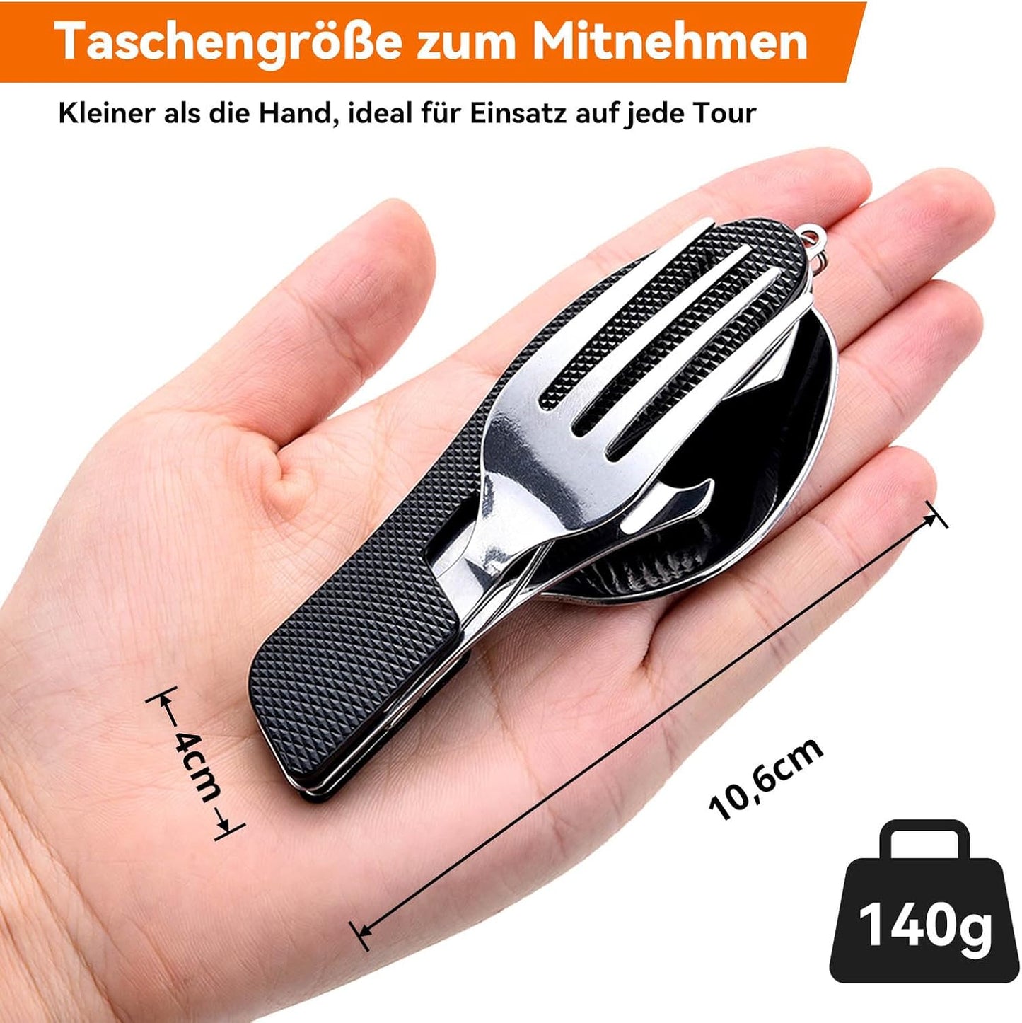 Campingbesteck Set, Schwarz