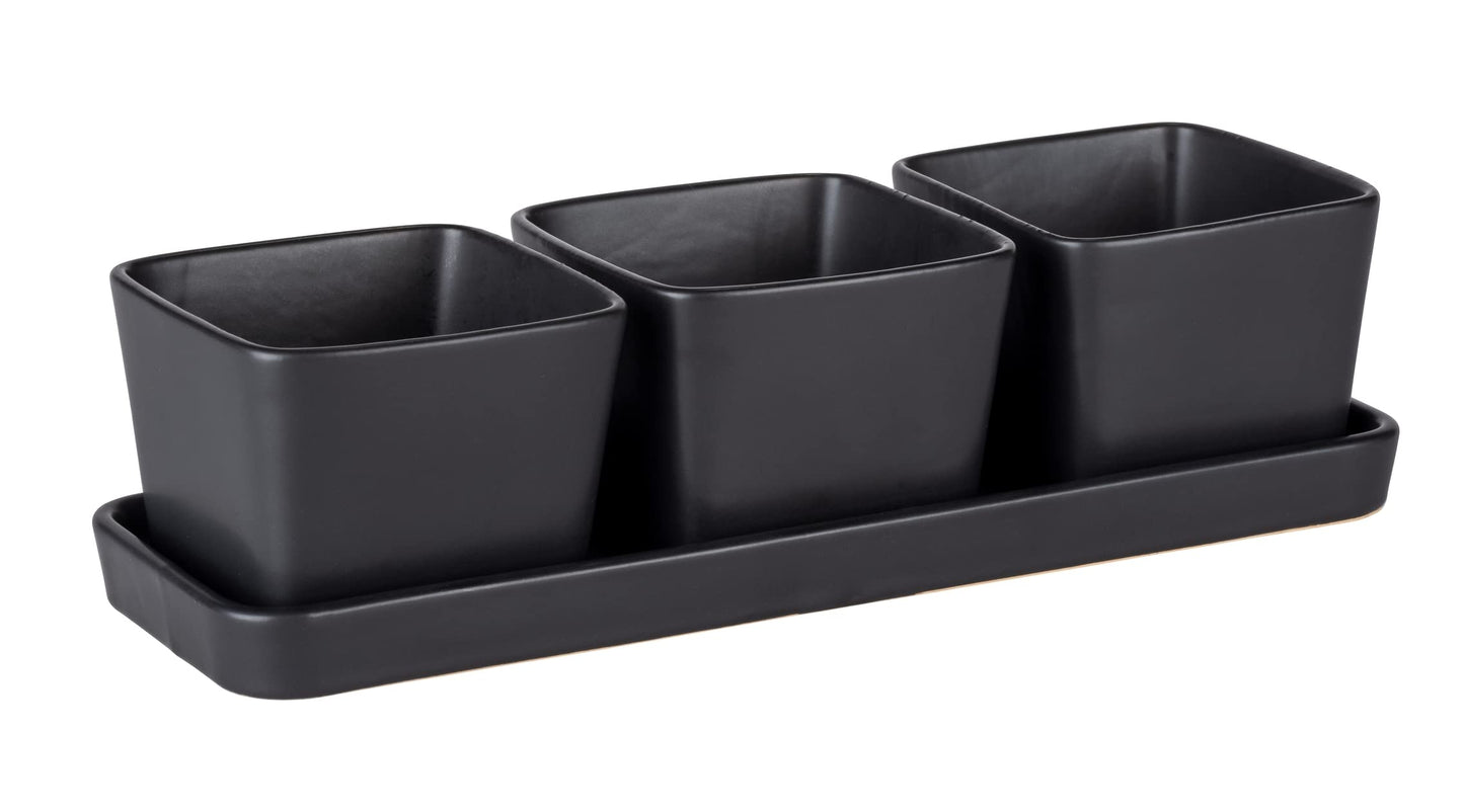 Snack & Dip Schalen Set, Schwarz 30 x 10 x 8 cm