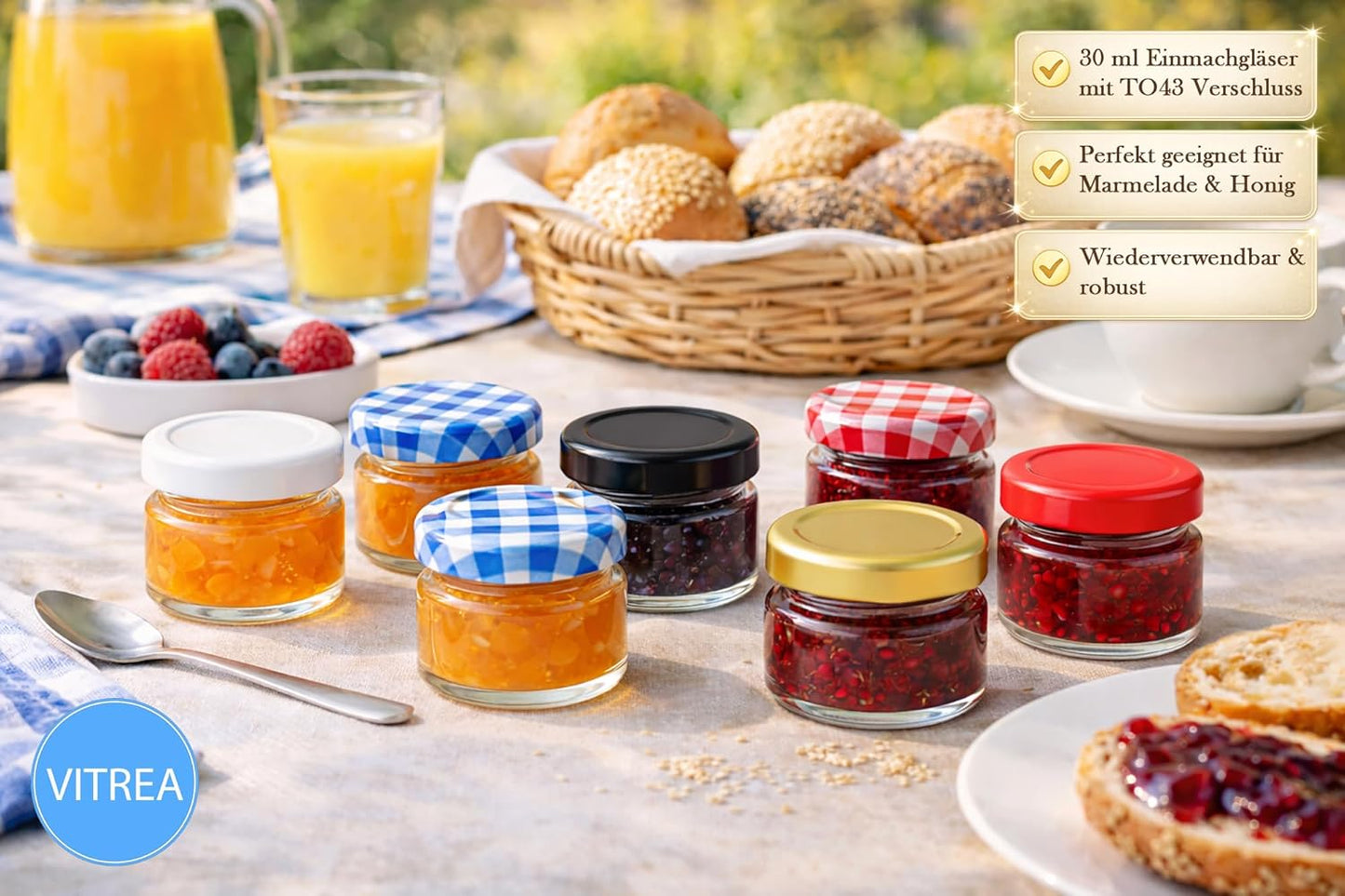 Mini Marmeladengläser mit Schraubdeckel (25 Stück, 30 ml), 30 ml 25