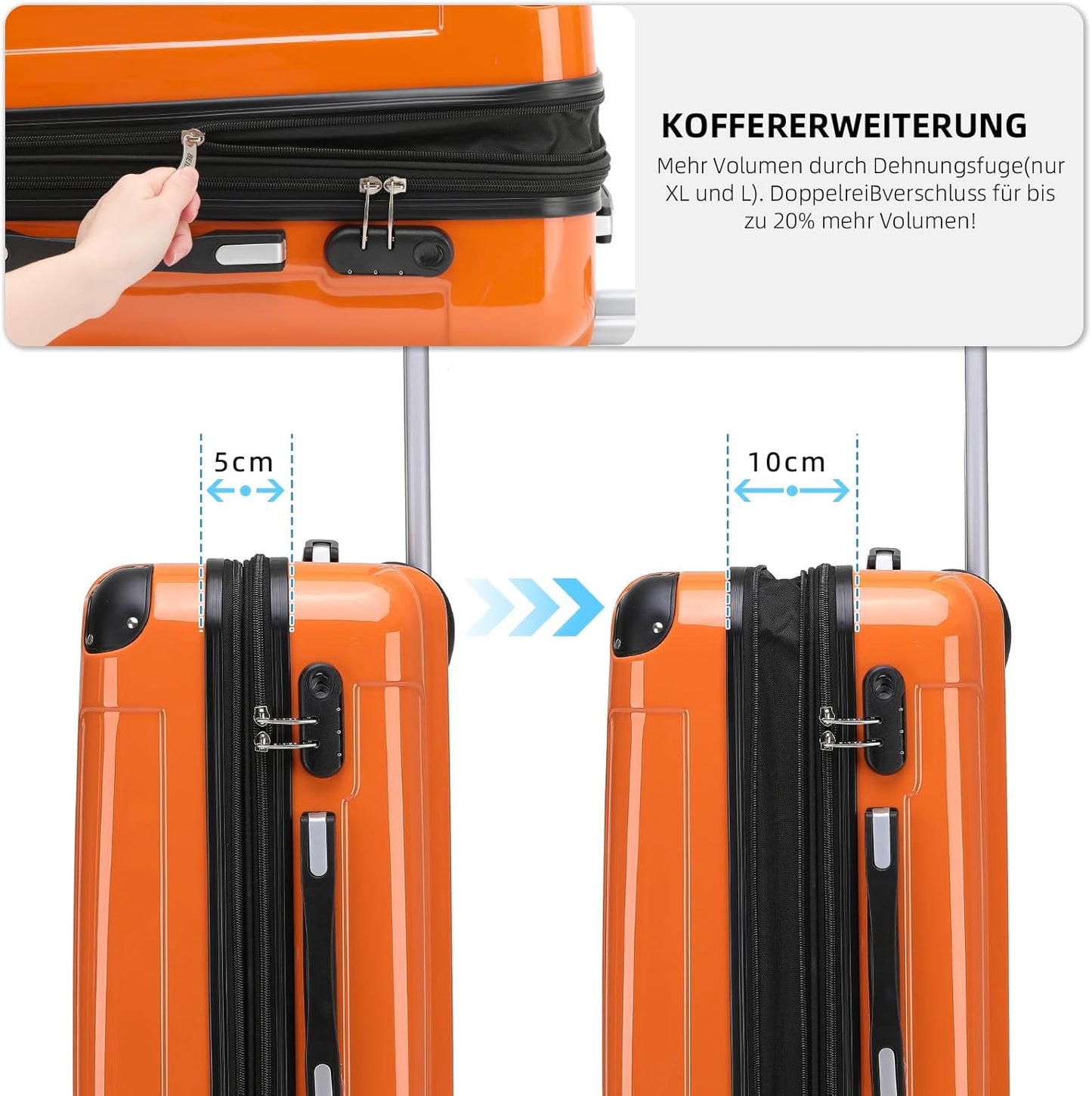 Hartschalen-Rollkoffer, Orangen 76cm -110L