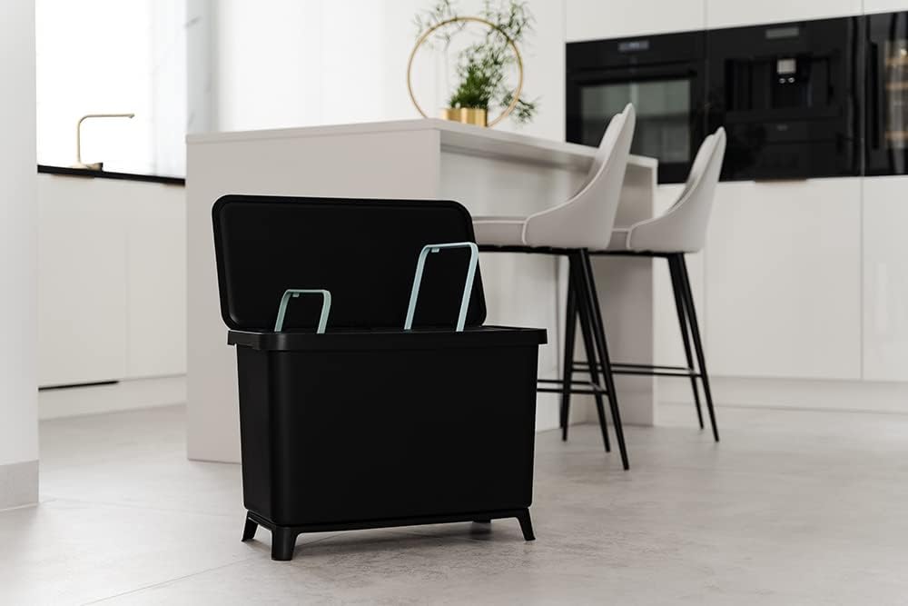 Mülltrennsystem 3er Set (1x 23L + 2x 10L), Schwarz