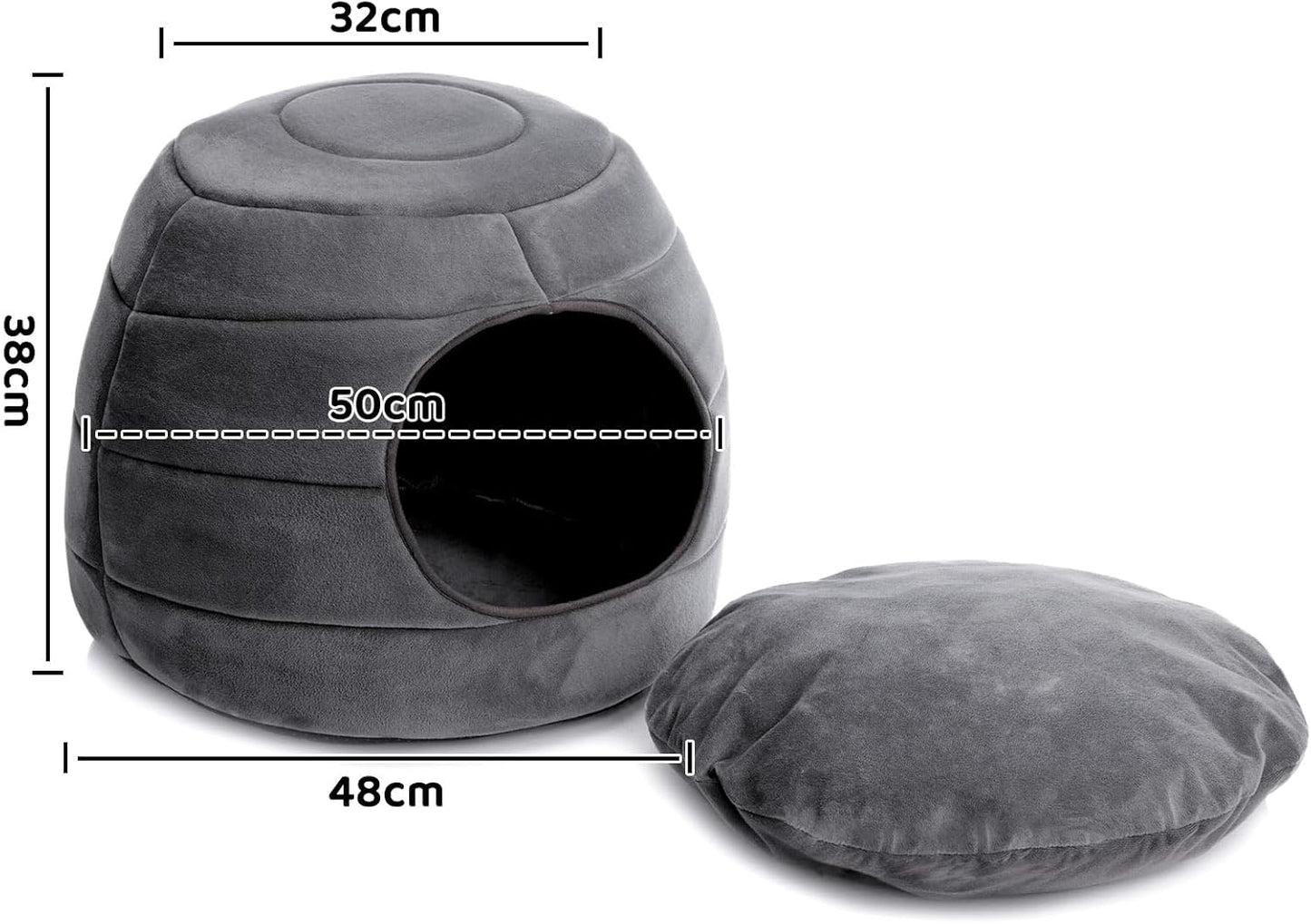 2-in-1 faltbares Haustier-Höhlenbett, Dunkelgrau L