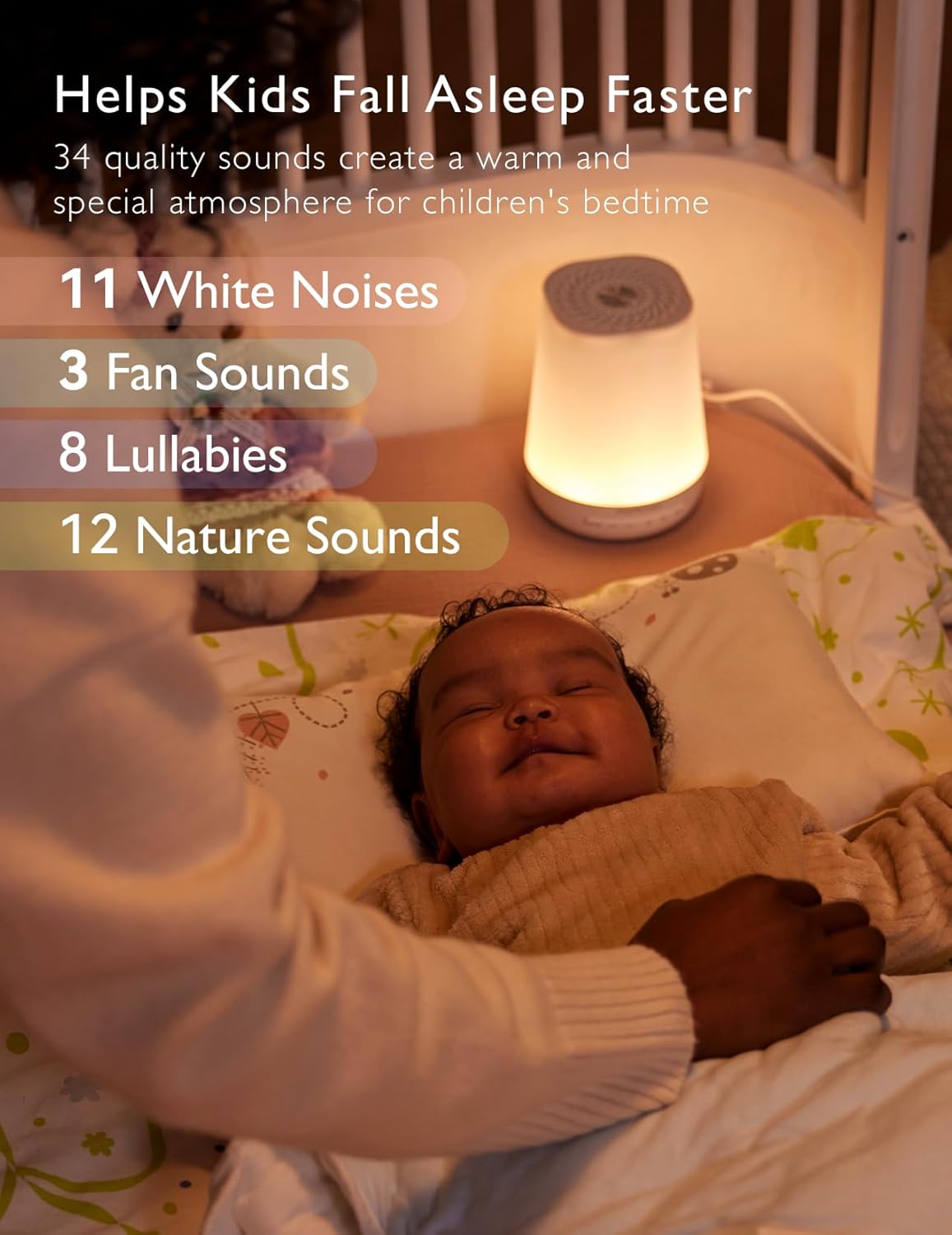 DB03 White Noise Machine mit 34 Klängen & Nachtlicht, Weiß