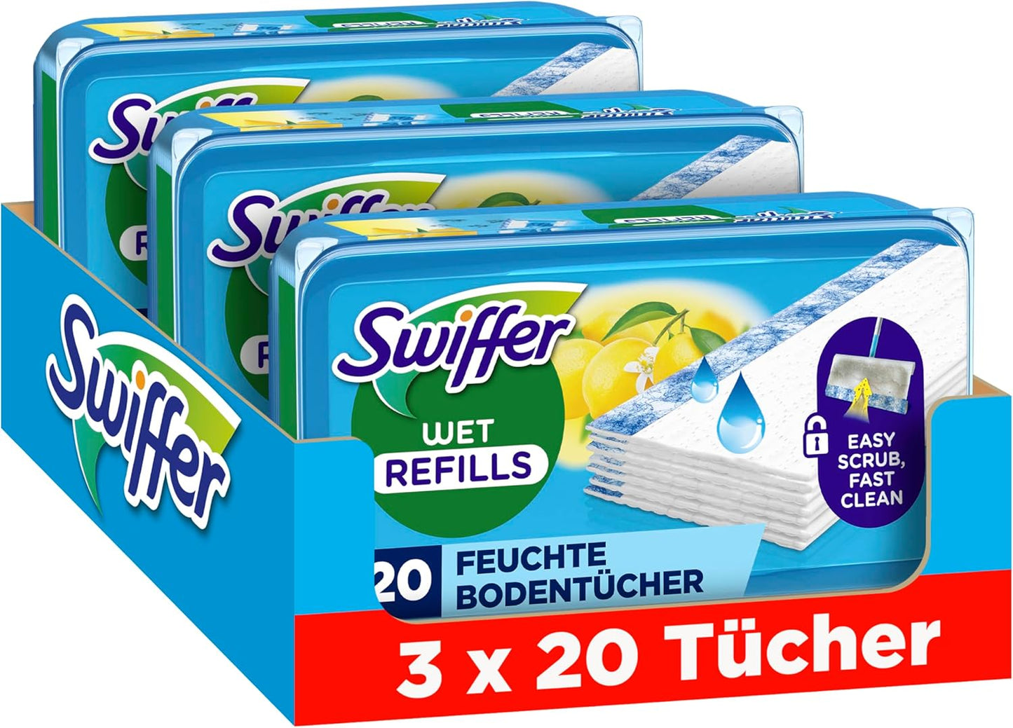 Bodenwischer Nachfüllpackung (60 feuchte Tücher), 60 Tücher (3x20)