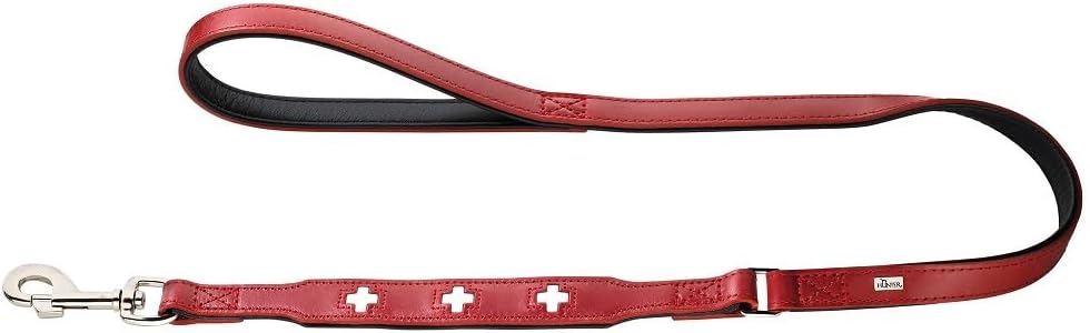 Swiss - Führleine mit Handschlaufe und Schweizer Kreuz 110 cm, rot/schwarz 18/100